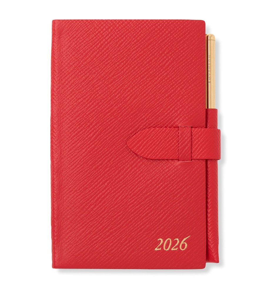 Panama Leather 2026 Diary with Pencil SCARLET RED Image 1