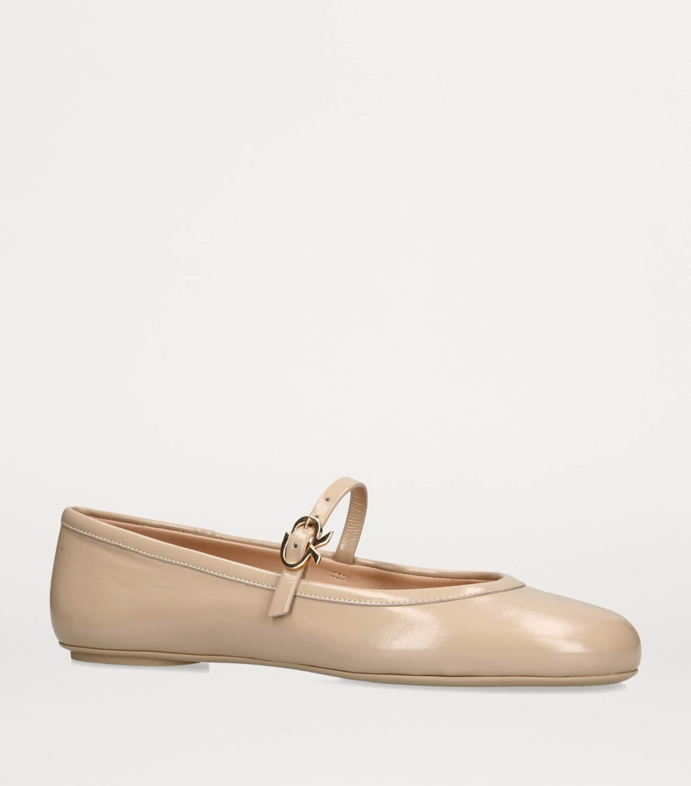 Gianvito Rossi Patent Leather Carla Ballet Flats Bone Image 3
