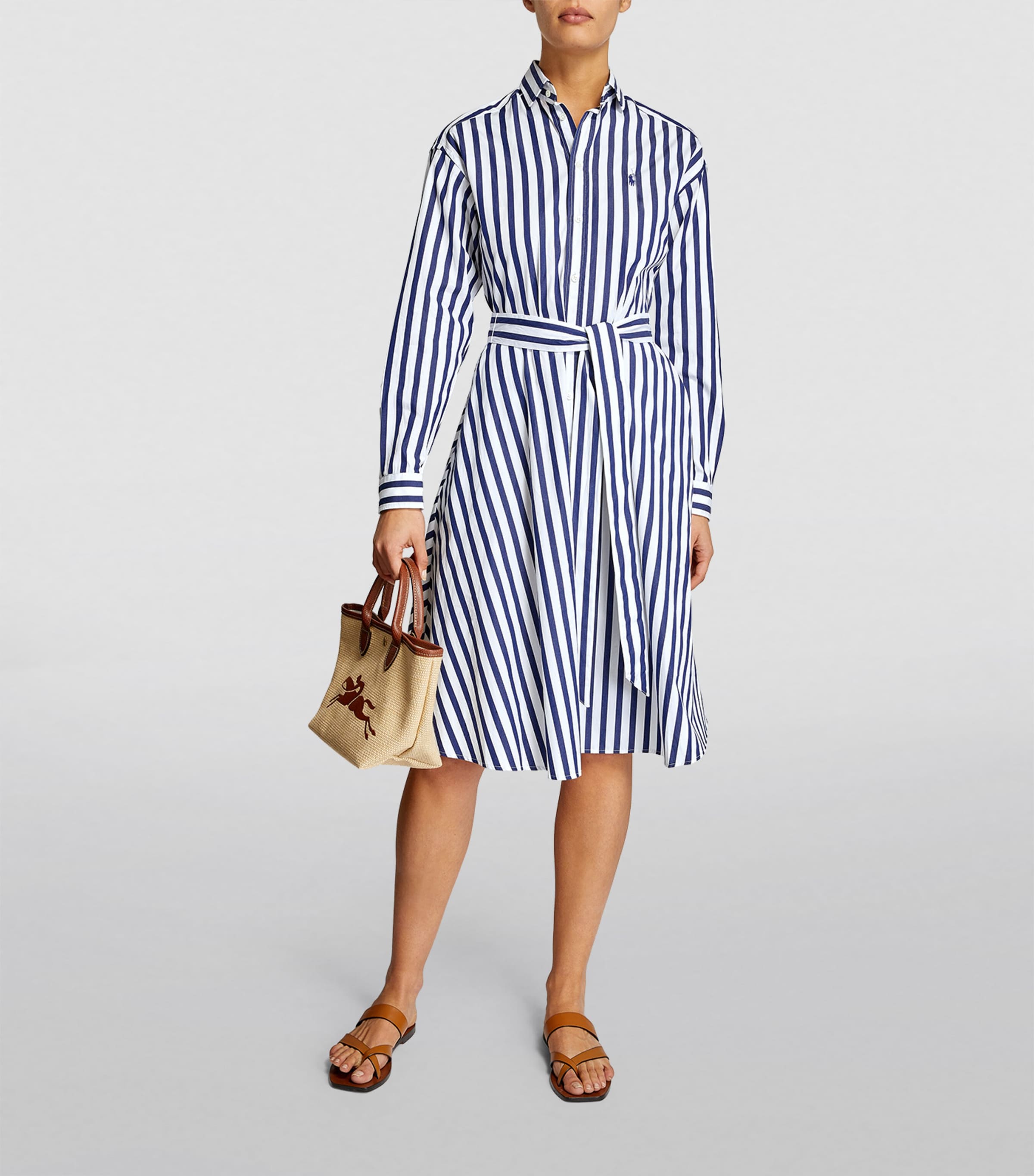 Stripe Polo Pony Mini Shirt Dress 970A NVY/W Image 2