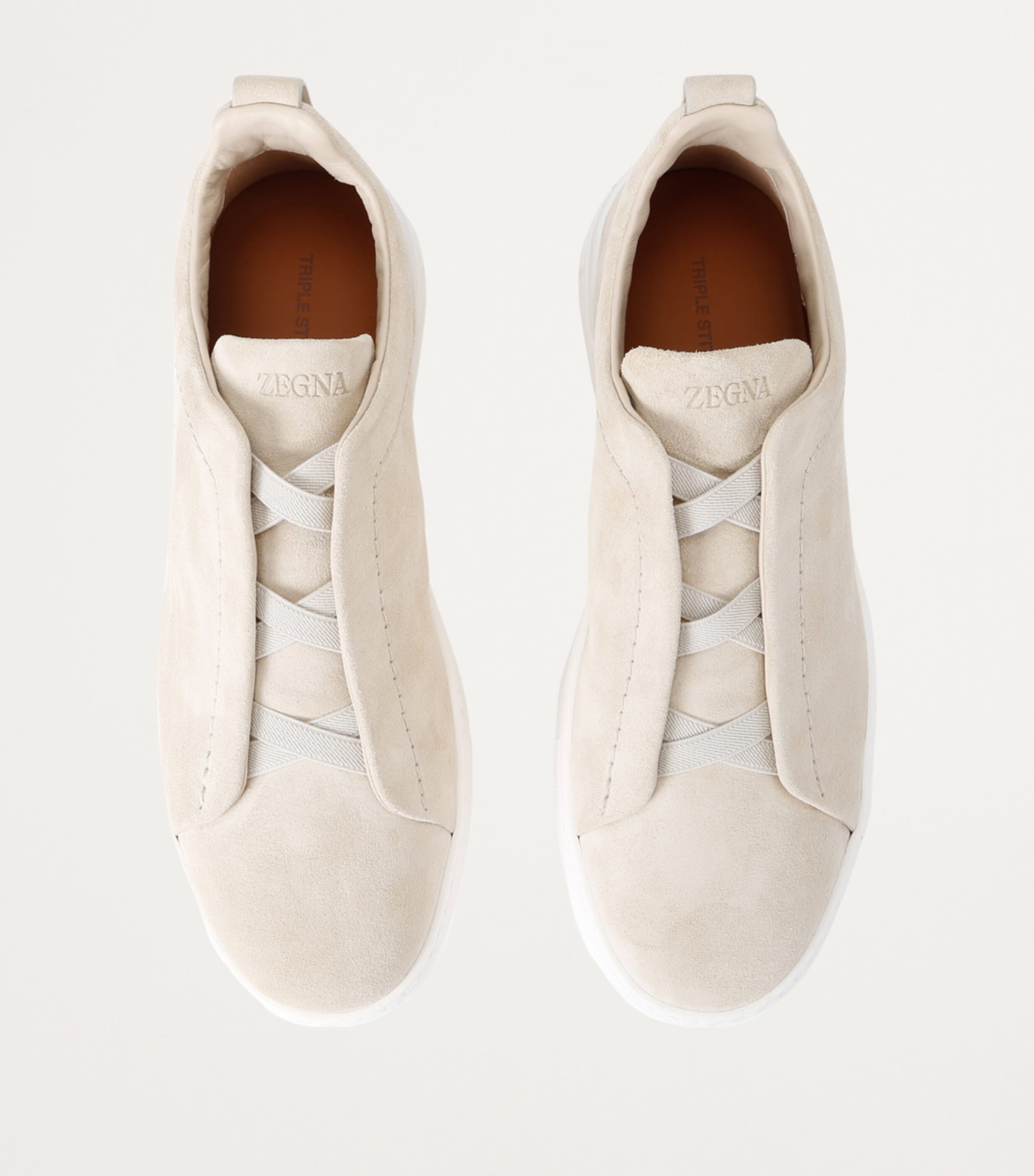 Leather Triple Stitch Sneakers CREAM Image 4
