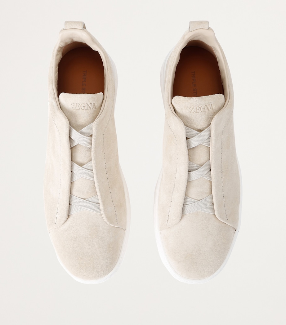 Leather Triple Stitch Sneakers CREAM Image 4