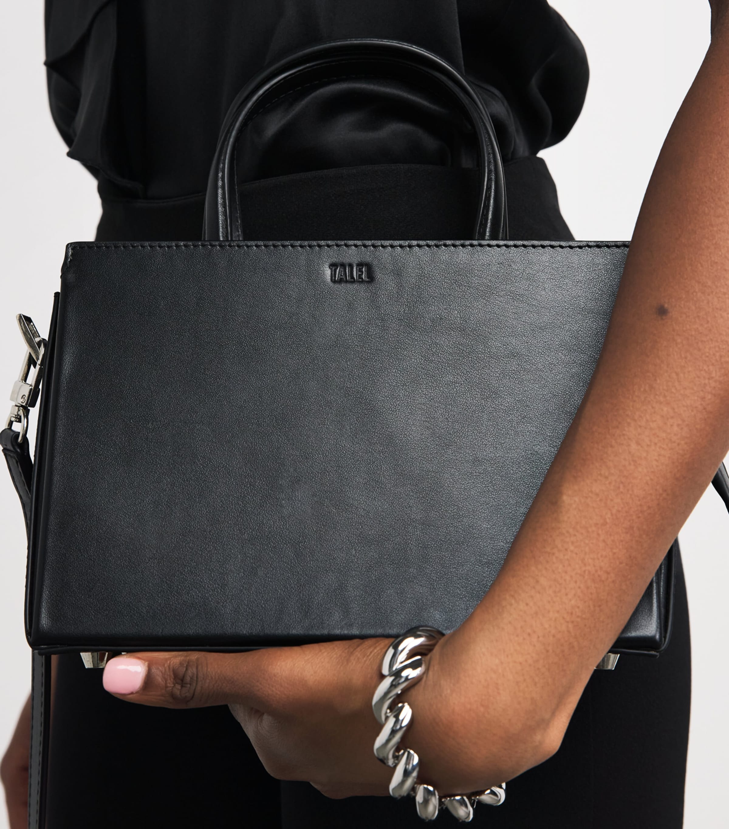 Talel Paris Medium Leather V2 Tote Bag Black Image 2