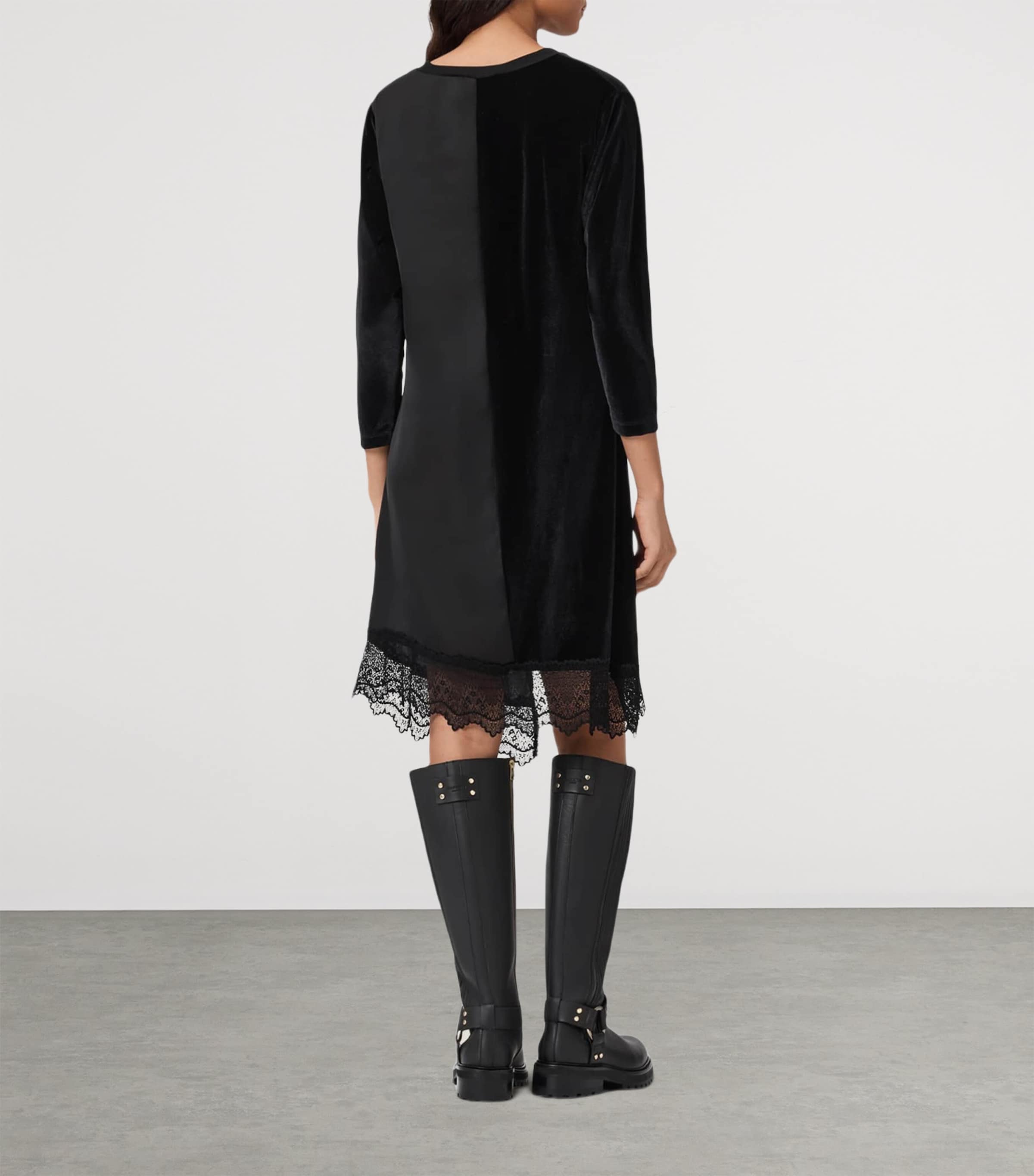 Satin-Velvet Lana Midi Dress BLACK Image 3