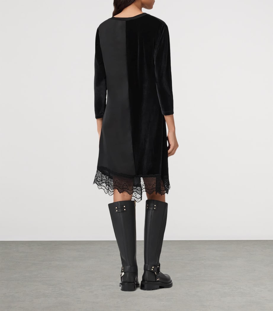 Satin-Velvet Lana Midi Dress BLACK Image 3