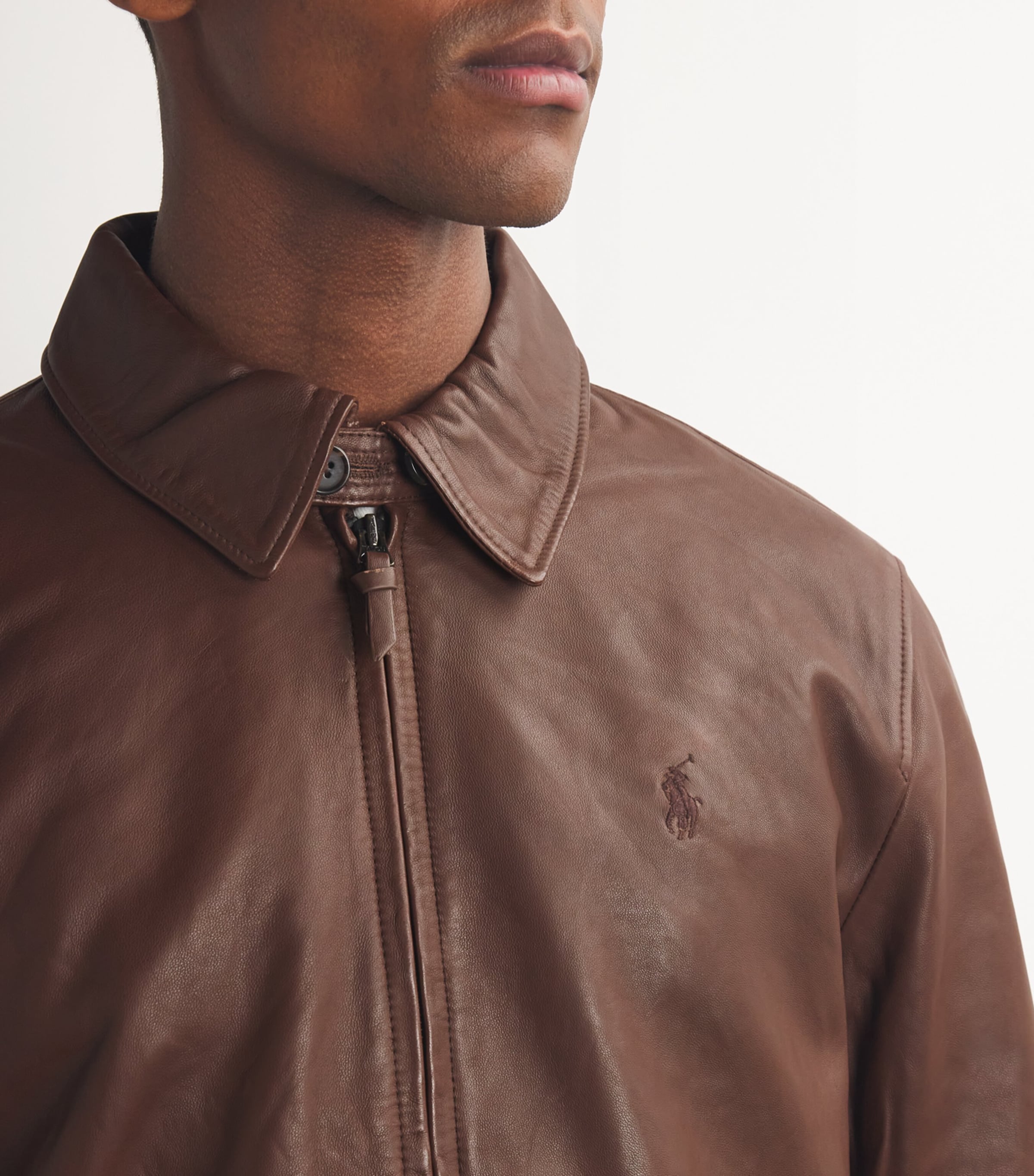 Polo shirt and leather jacket best sale