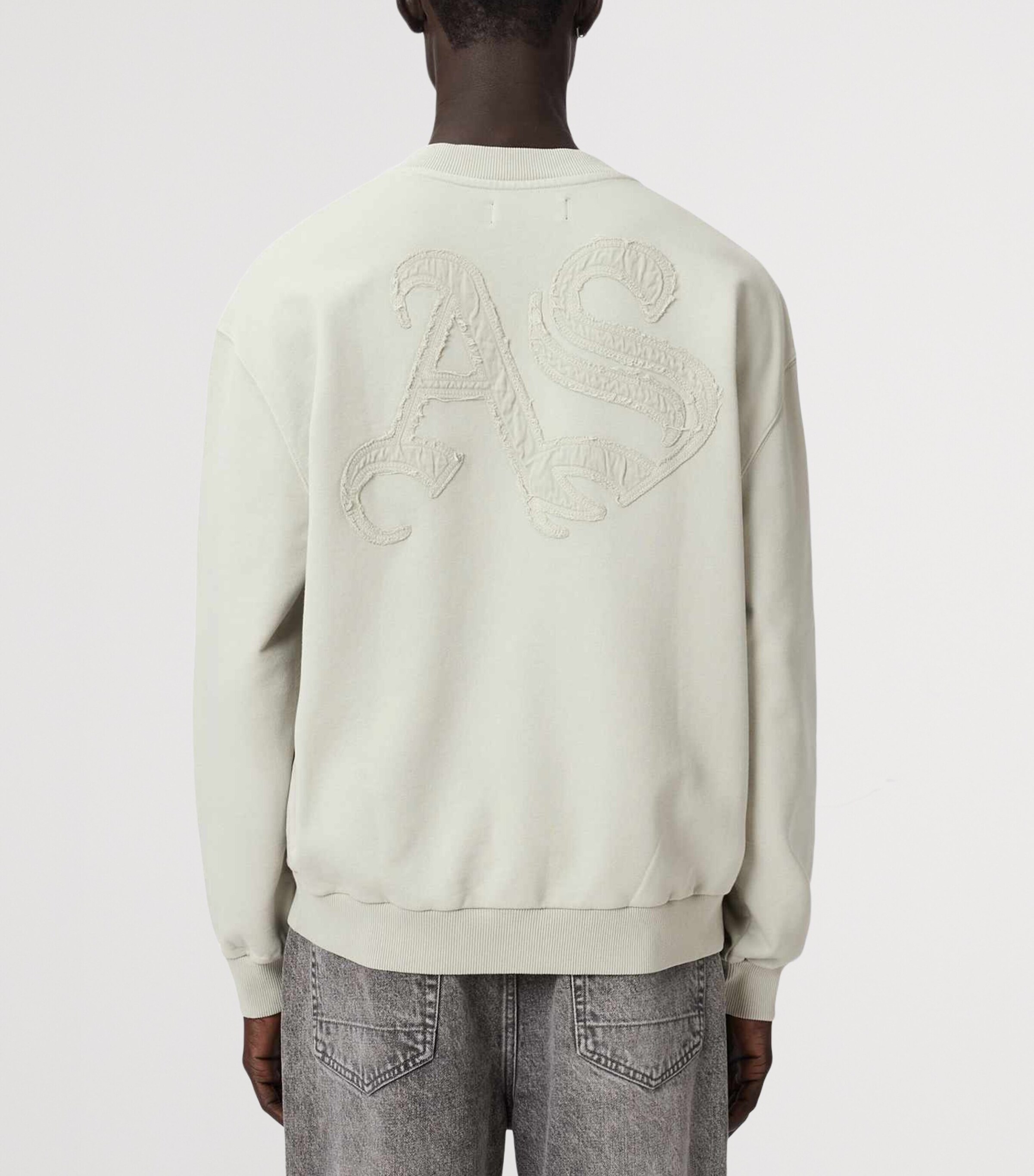 AllSaints Mens Organic Cotton Insignia Sweatshirt Sea Green Image 4