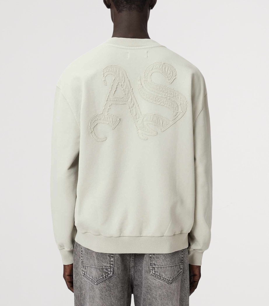 AllSaints Mens Organic Cotton Insignia Sweatshirt Sea Green Image 4