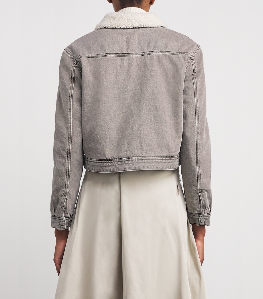 Fleece-Lined Denim Jacket GREY BEIGE Image 4