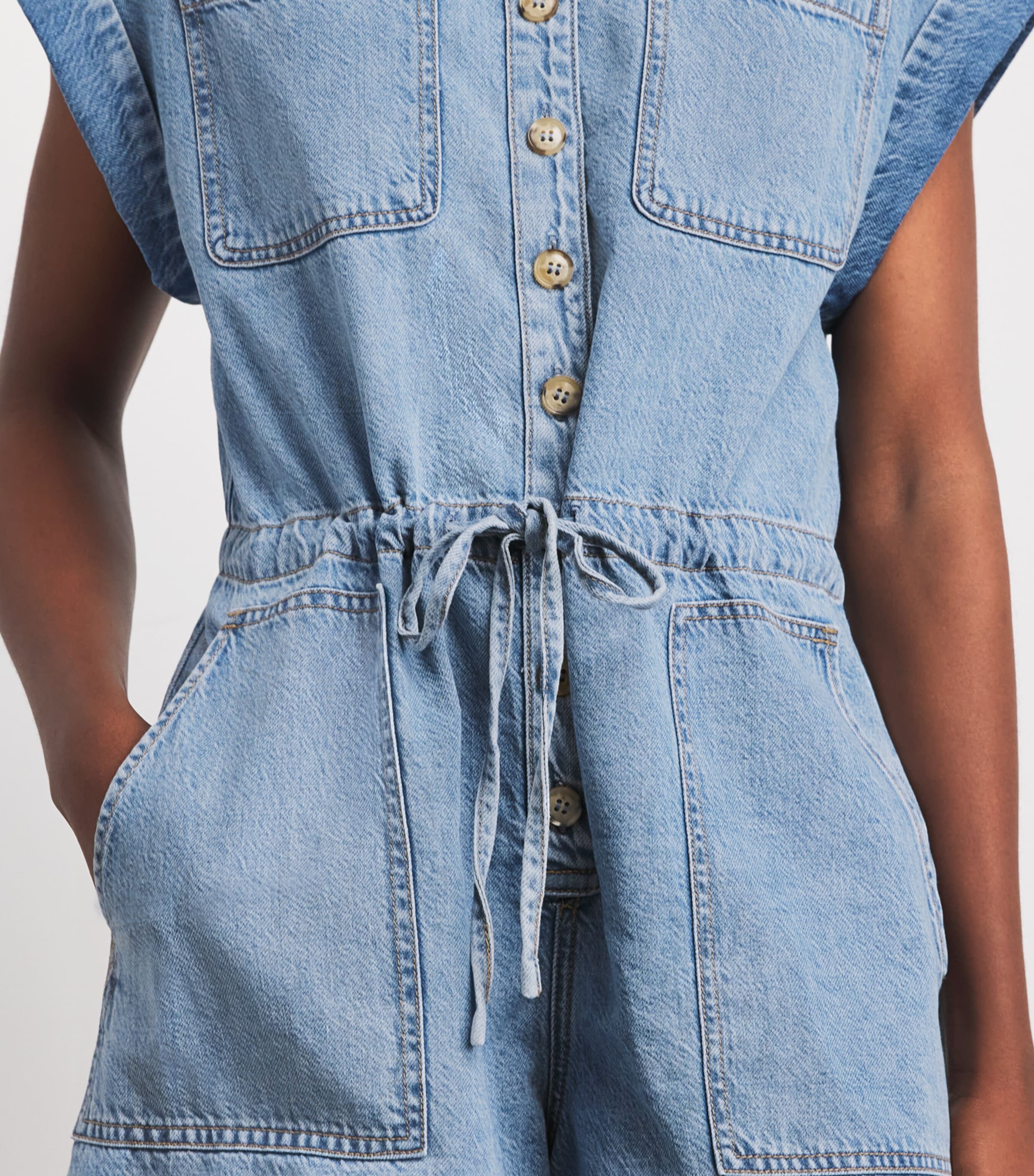 PAIGE Womens Denim Maliah Playsuit Revolution Image 3