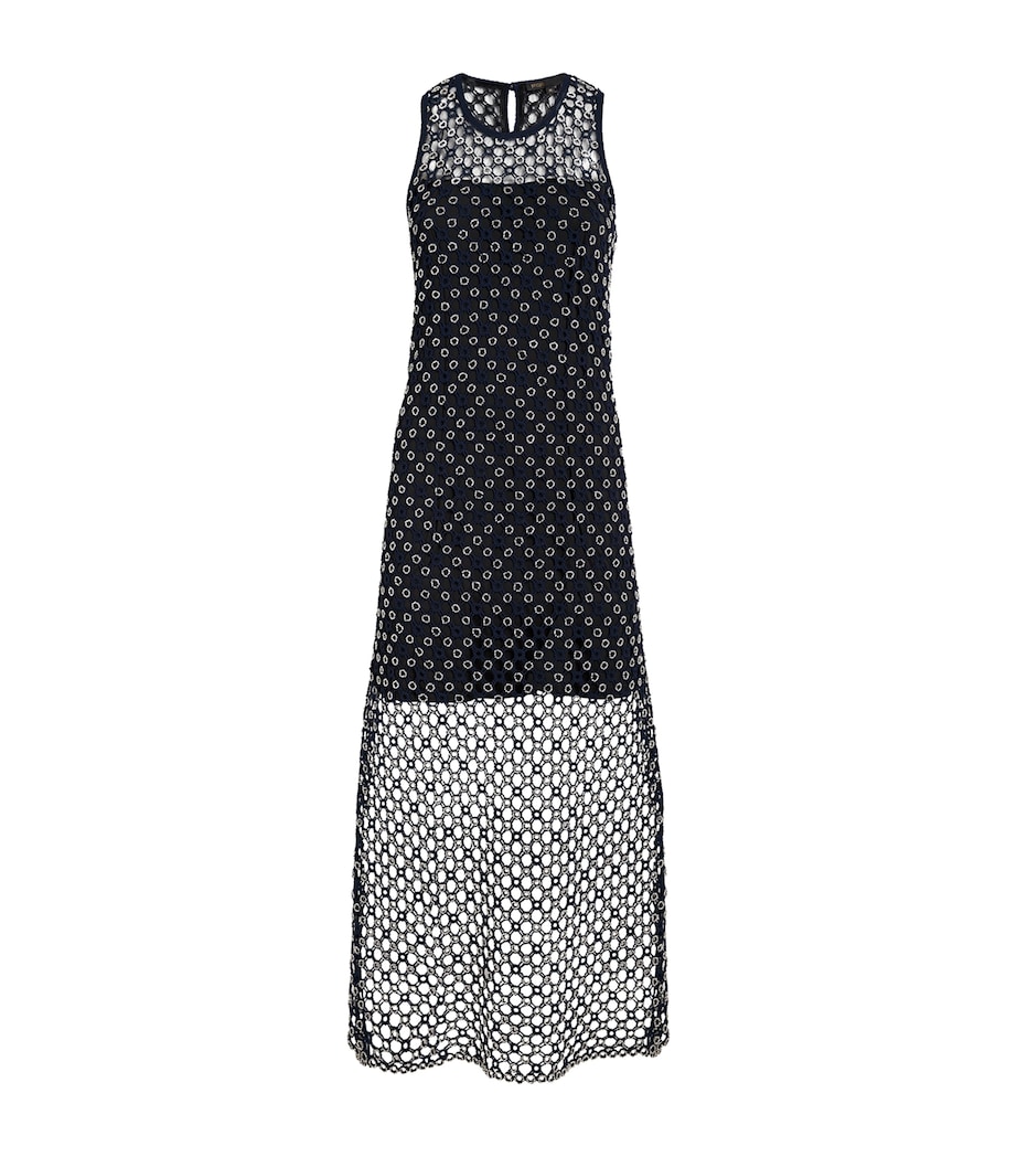 Crochet Beaded Midi Dress NAVY Image 1