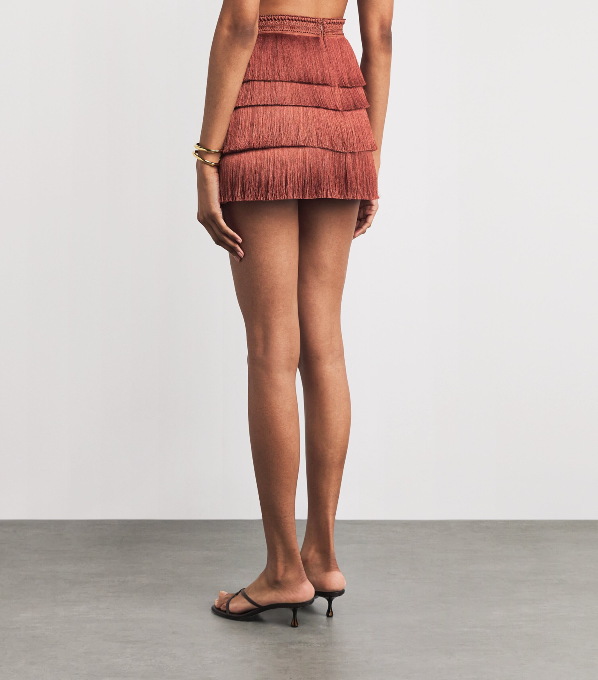 Fringe Mini Skirt BROWN Image 4