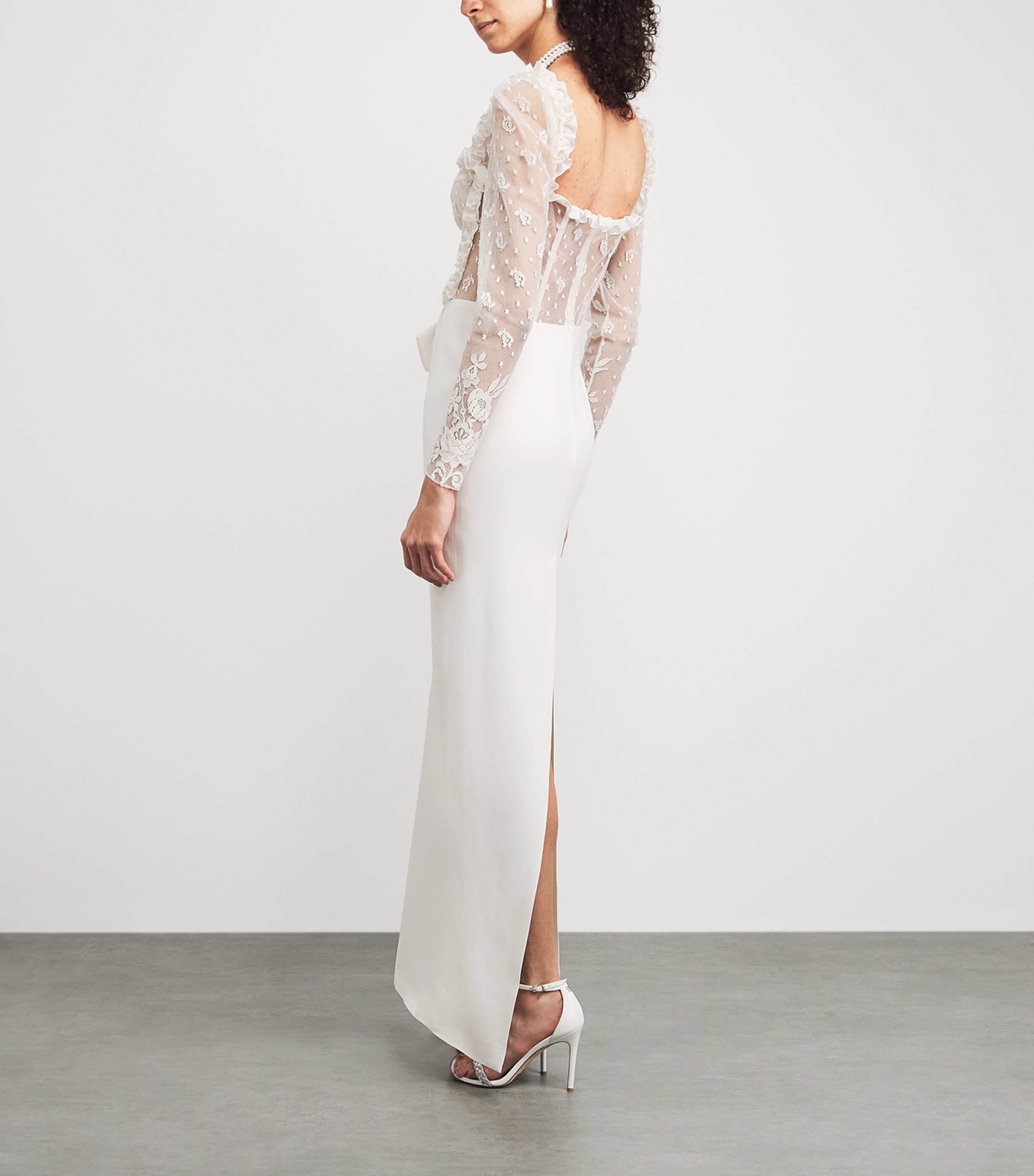 Alessandra Rich Womens Cady Lace-Bustier Maxi Dress White Image 4