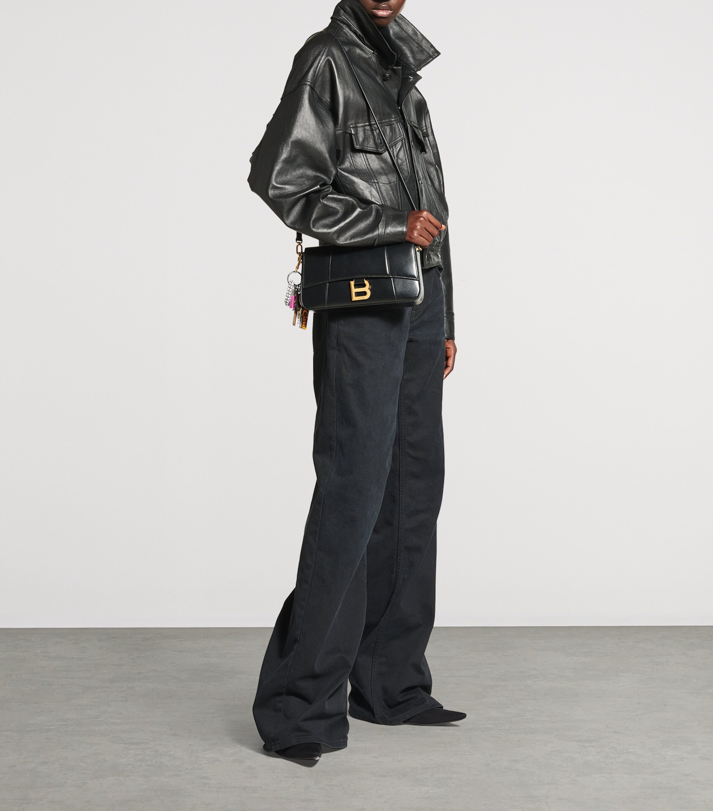 Balenciaga Leather Hourglass Sling Top-Handle Bag Image 7