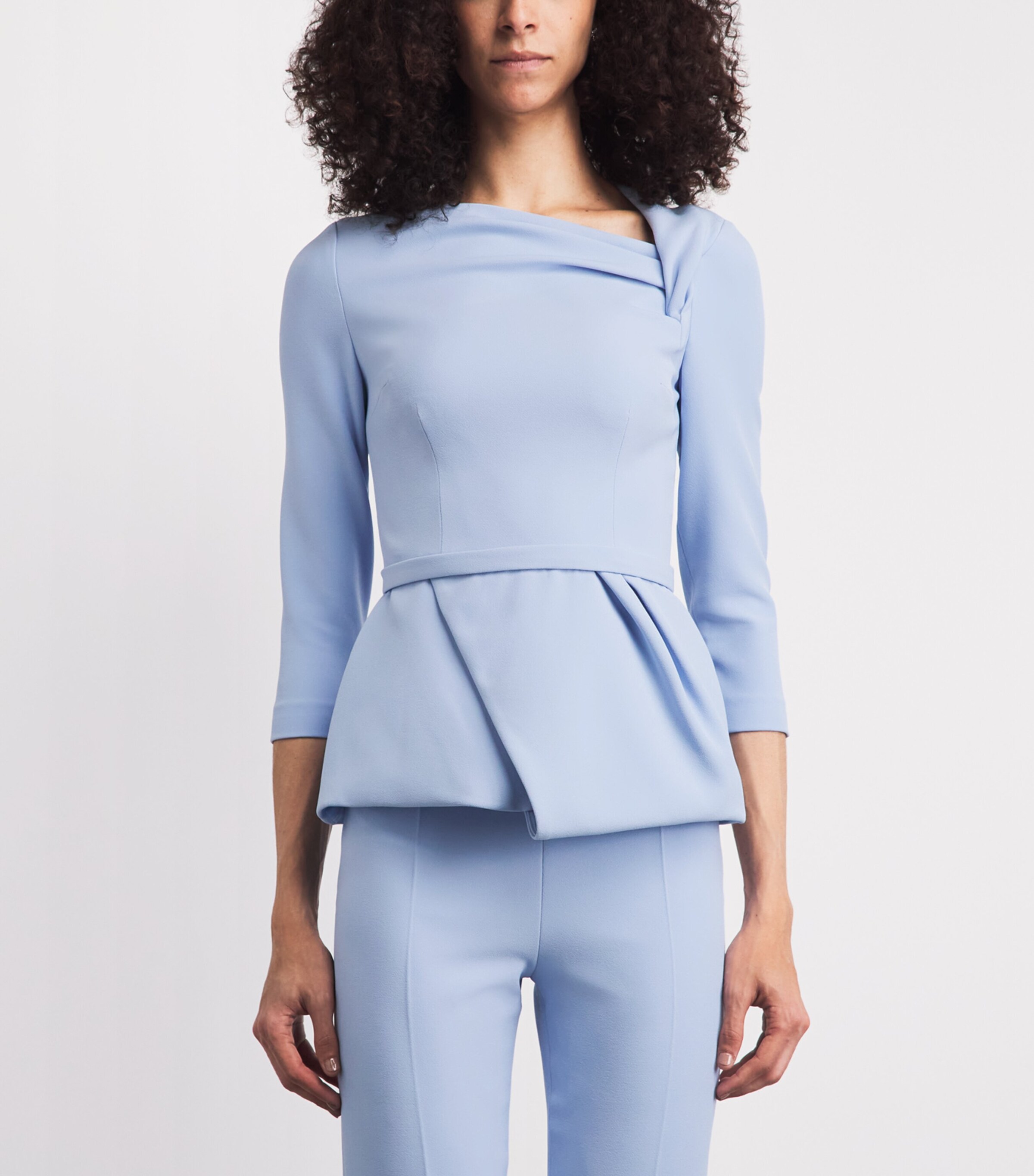 Safiyaa Womens Crepe Long-Sleeve Faye Blouse Soft Sky Image 4