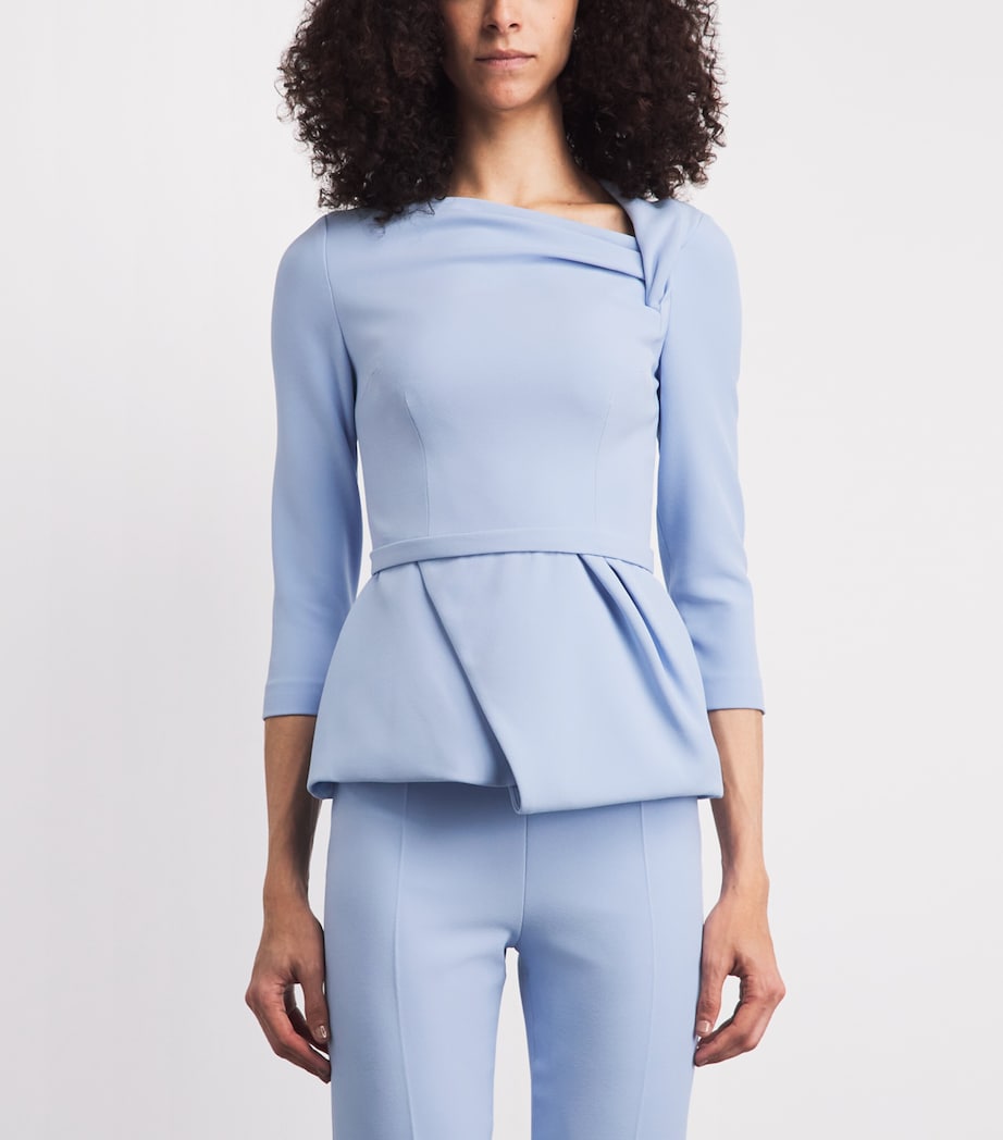 Safiyaa Womens Crepe Long-Sleeve Faye Blouse Soft Sky Image 4