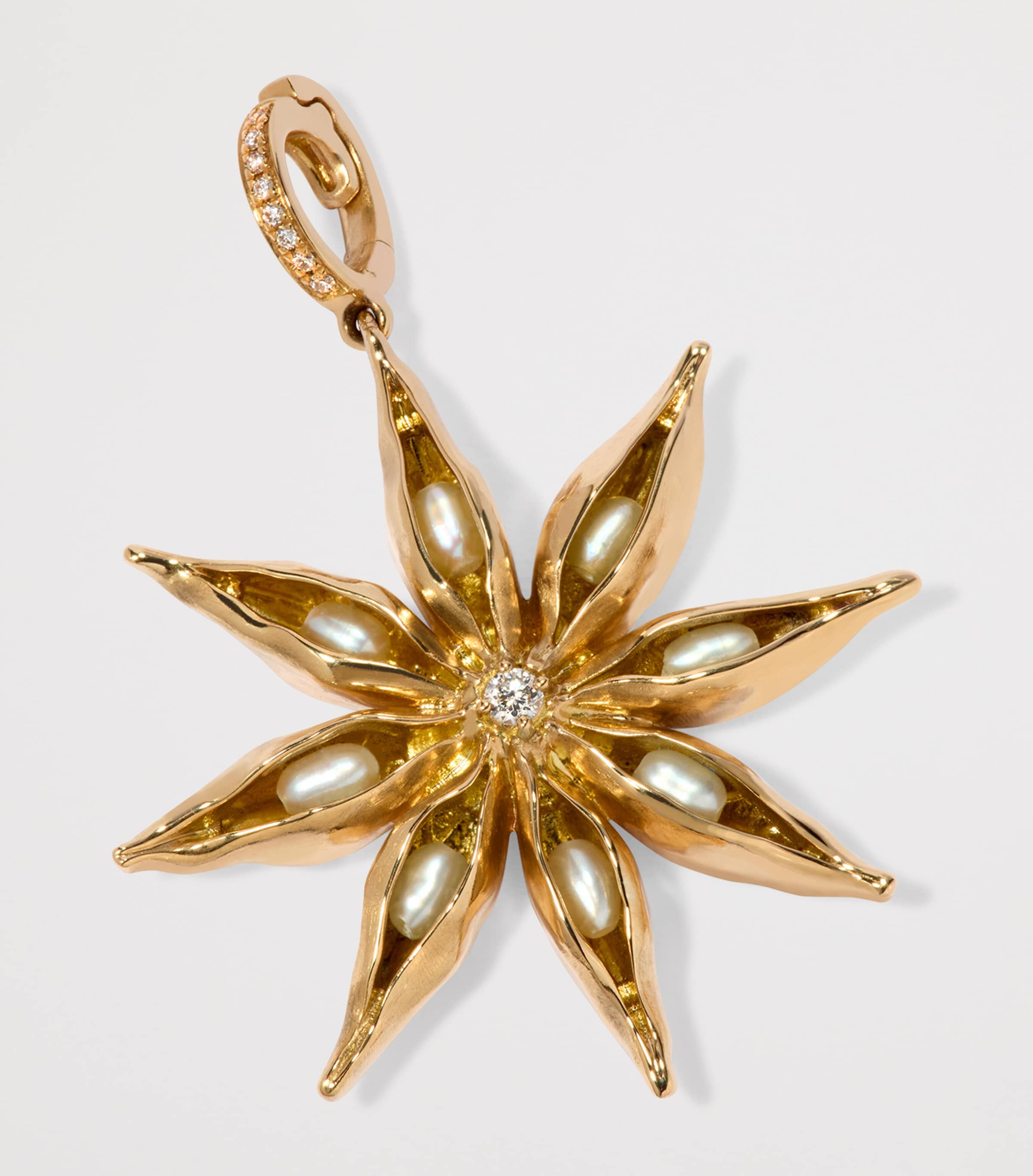 Yellow Gold and Diamond Mythology Star Anise Charm Pendant YELLOW GOLD Image 3