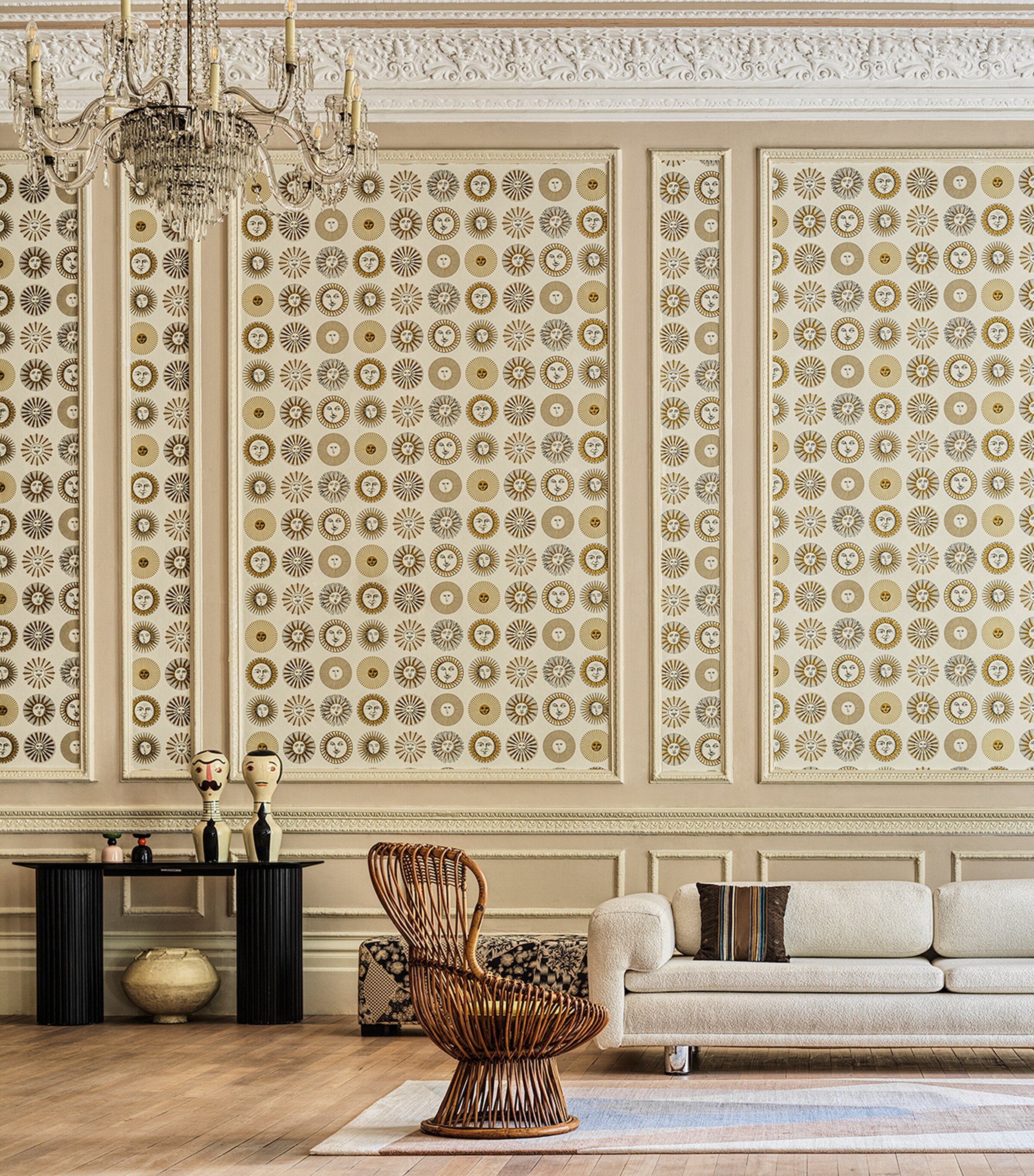 Cole & Son x Fornasetti Soli Wallpaper Roll Cream & Gold Image 3