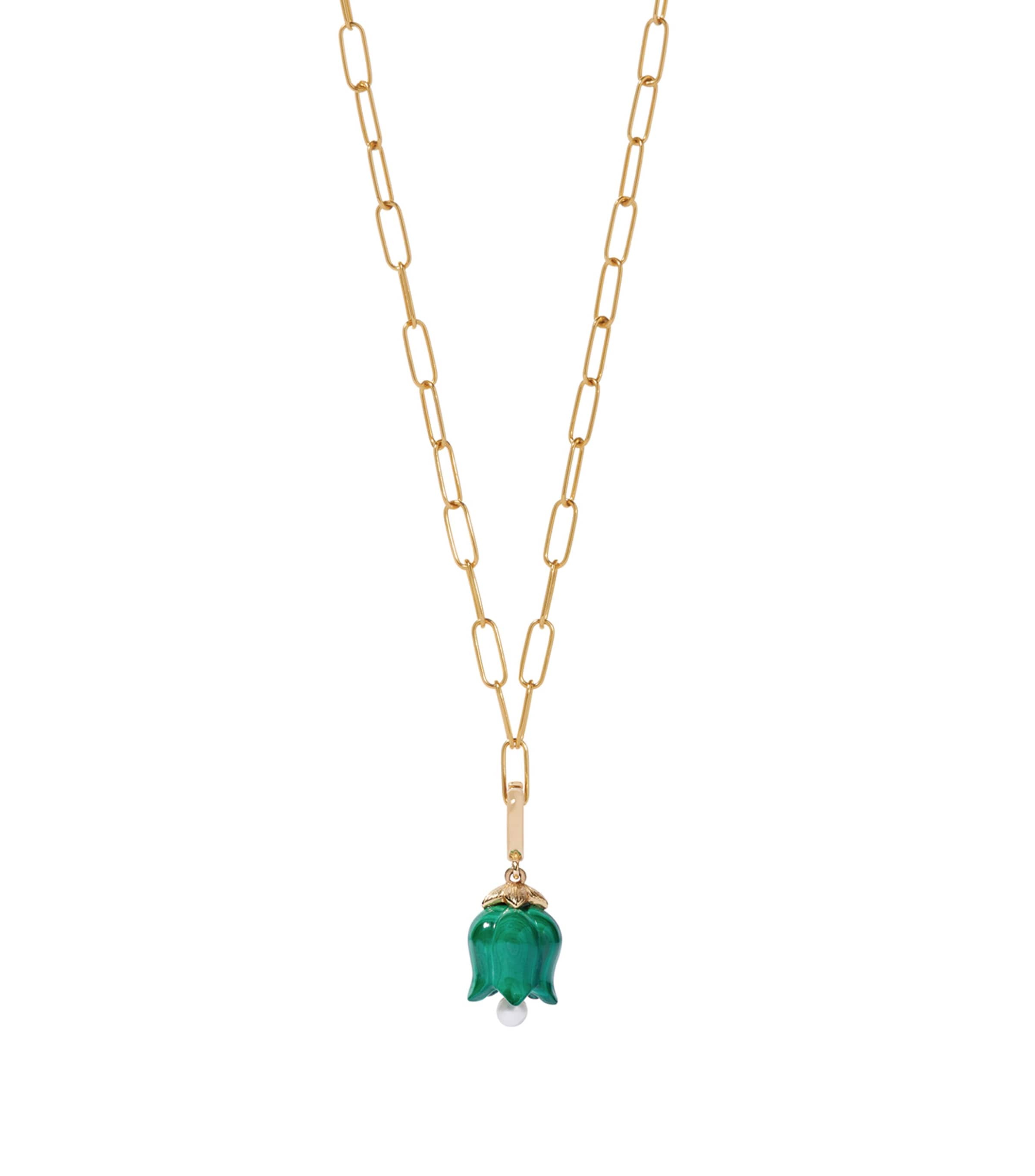 Yellow Gold and Malachite Tulip Charm YELLOW GOLD Image 2