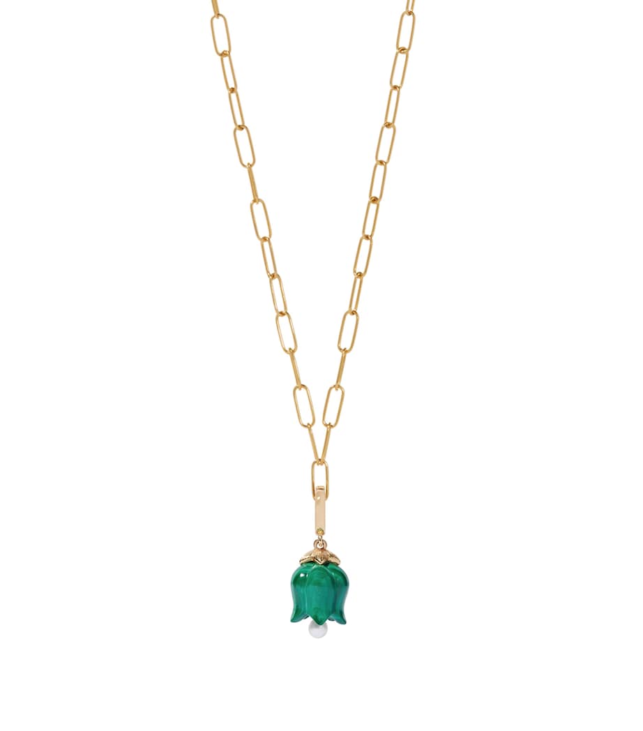 Yellow Gold and Malachite Tulip Charm YELLOW GOLD Image 2