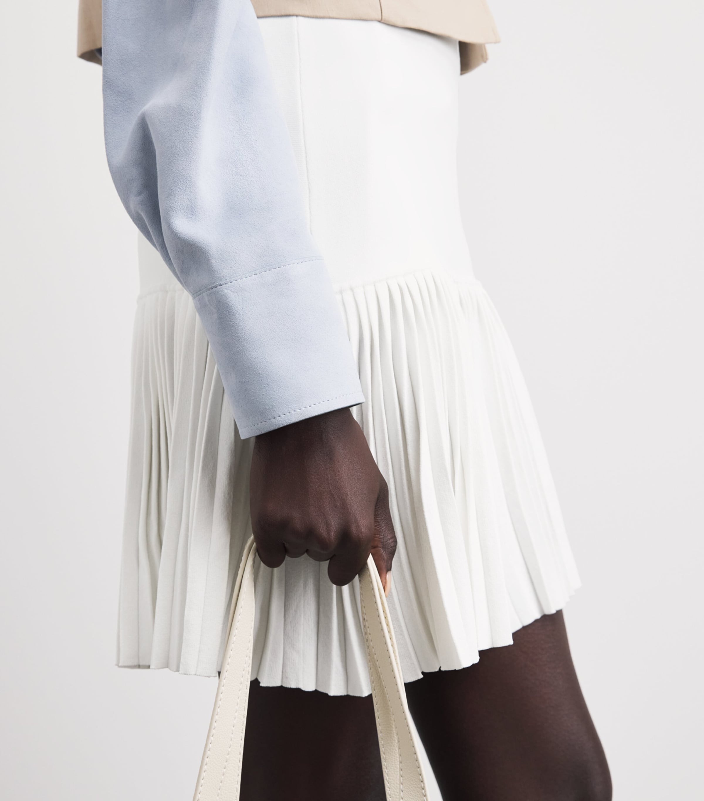Claudie Pierlot Womens Pleated Mini Skirt Ecru Image 3