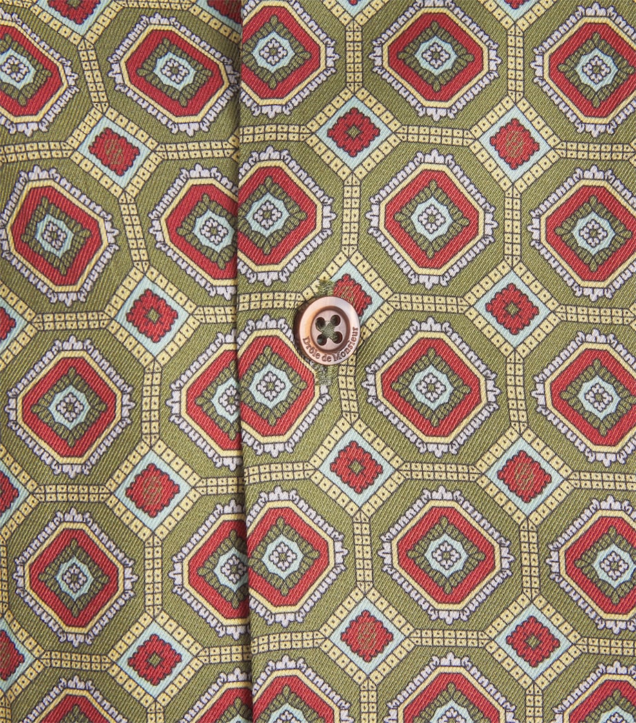 Drôle De Monsieur Mens Chemise Geometric Print Shirt Kaki Image 6