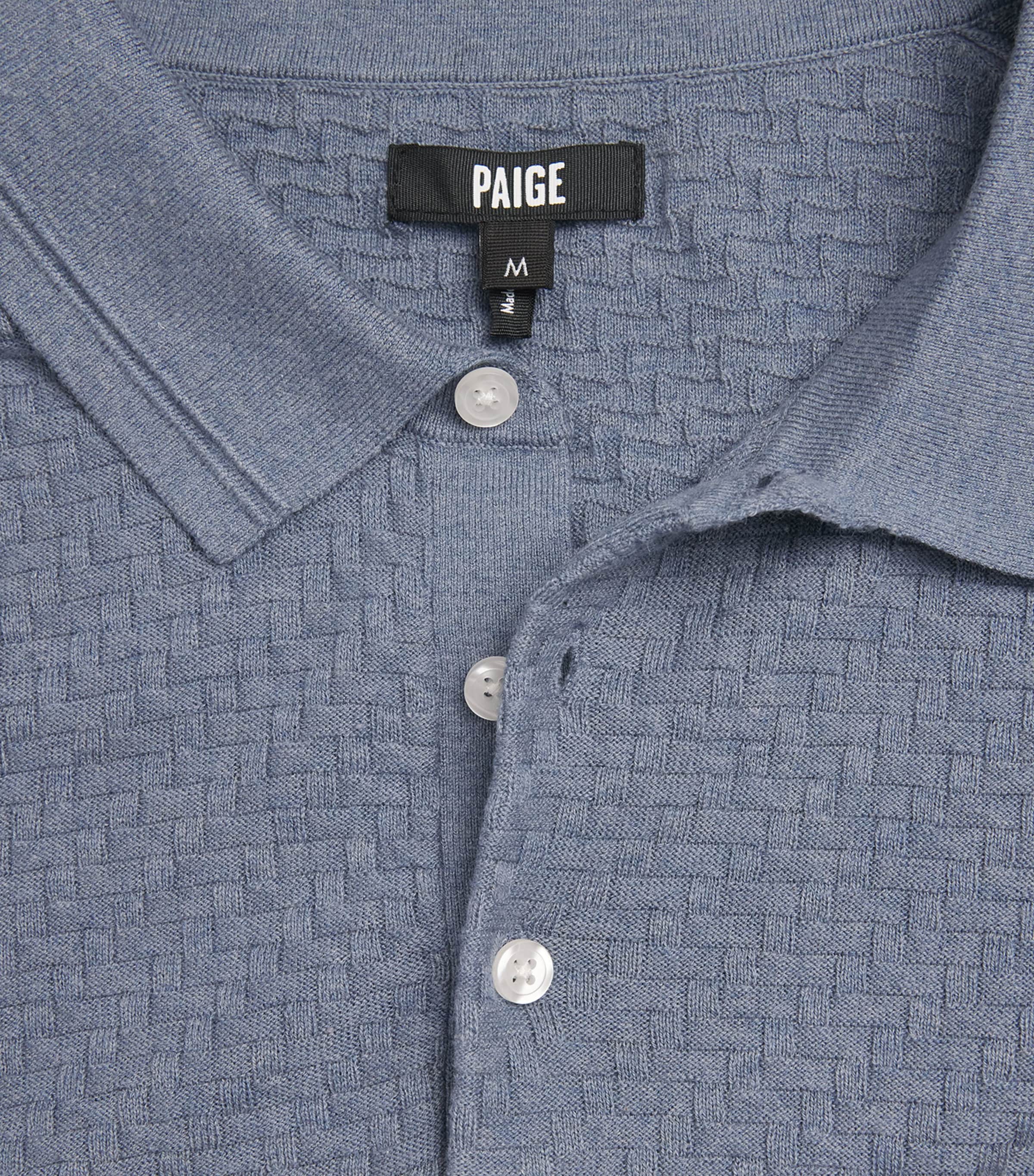 PAIGE Mens Cotton-Wool-Silk-Cashmere Kiko Polo Shirt Tidal Wave Image 6