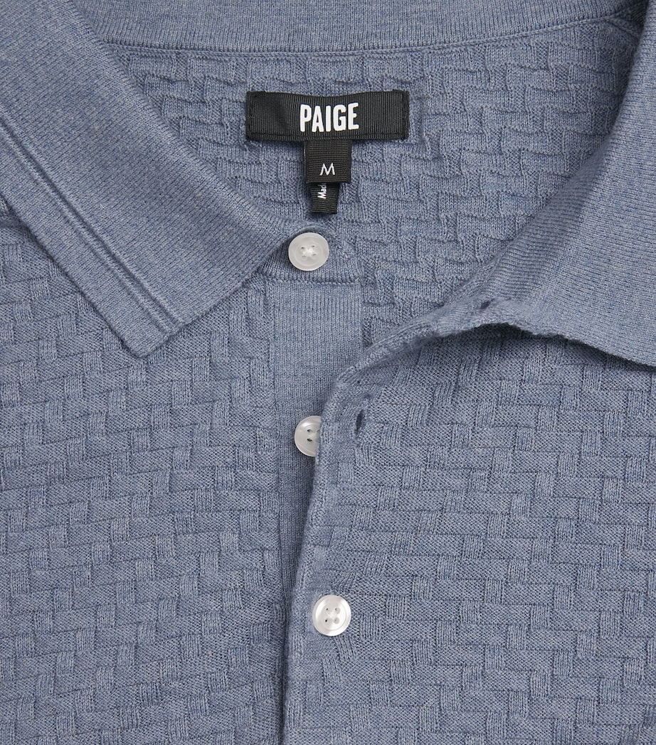 PAIGE Mens Cotton-Wool-Silk-Cashmere Kiko Polo Shirt Tidal Wave Image 6