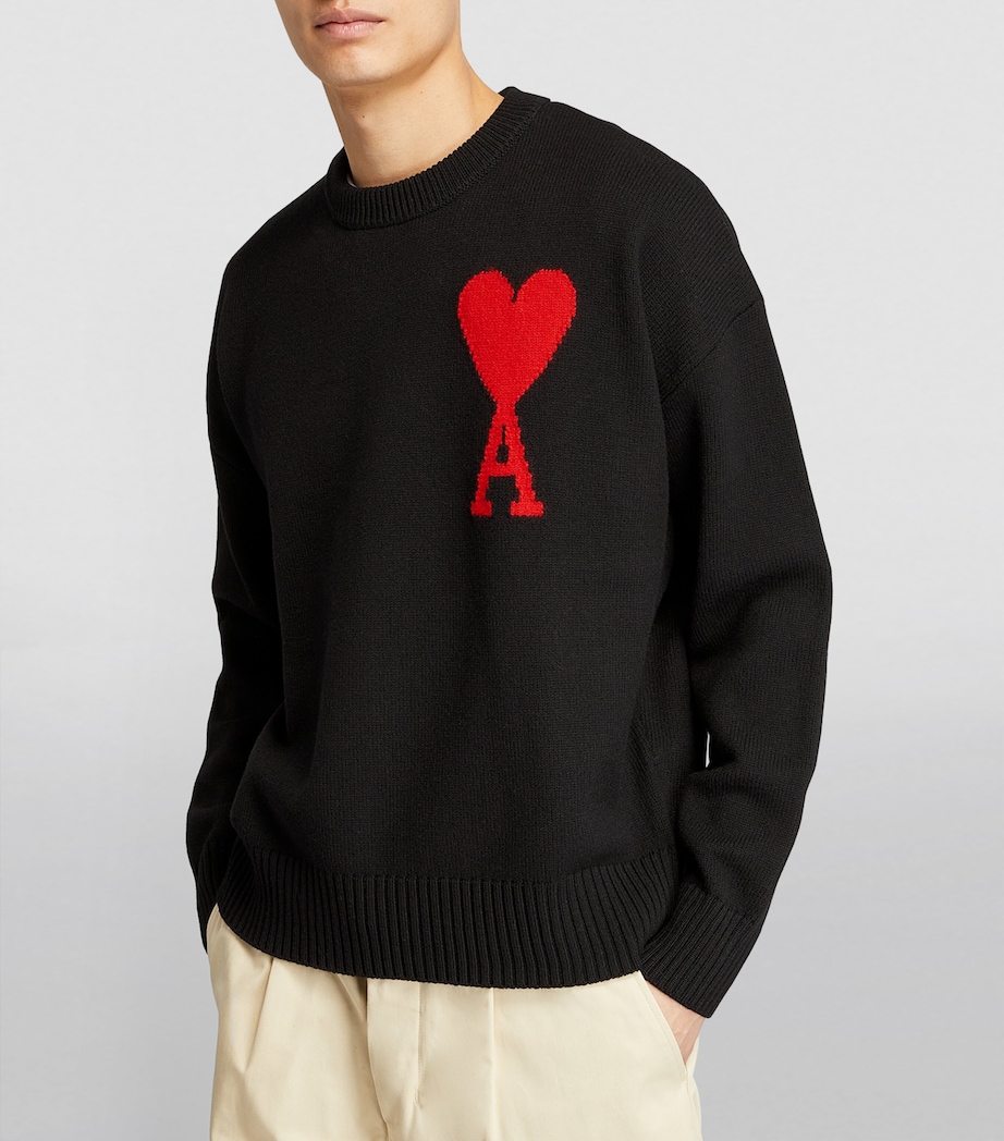 Virgin Wool Ami de Coeur Sweater BLACK/RED/009 Image 3