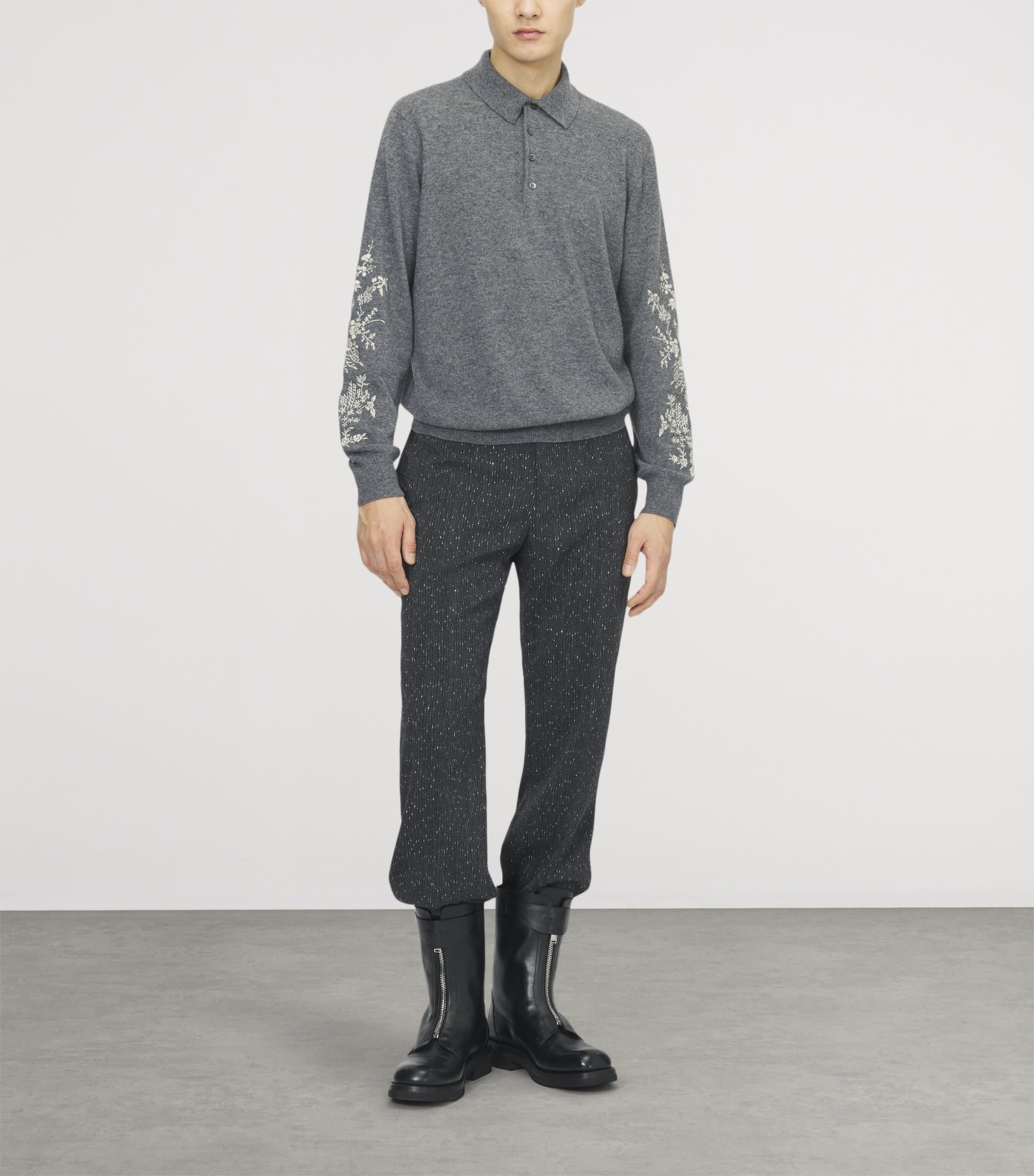 McQueen Mens Wool Embroidered Polo Sweater Image 2