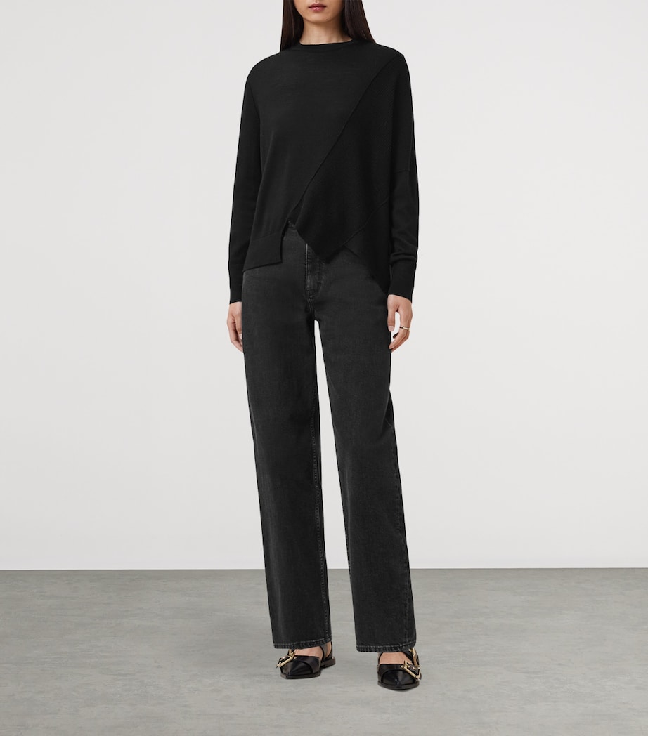 Wool Asymmetric Isla Sweater BLACK Image 8