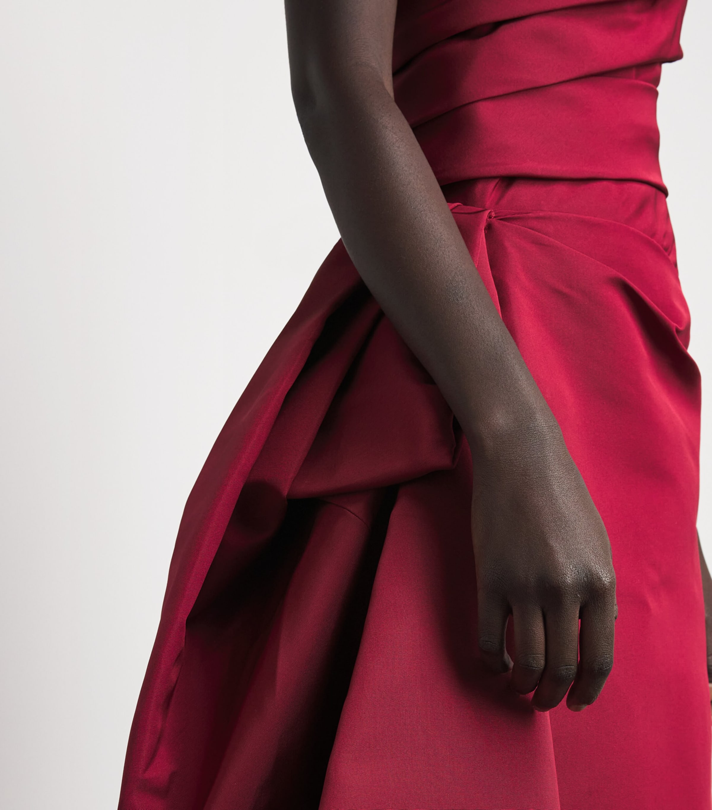 Monique Lhuillier Womens Draped Asymmetric-Neck Gown Rhubarb Image 2