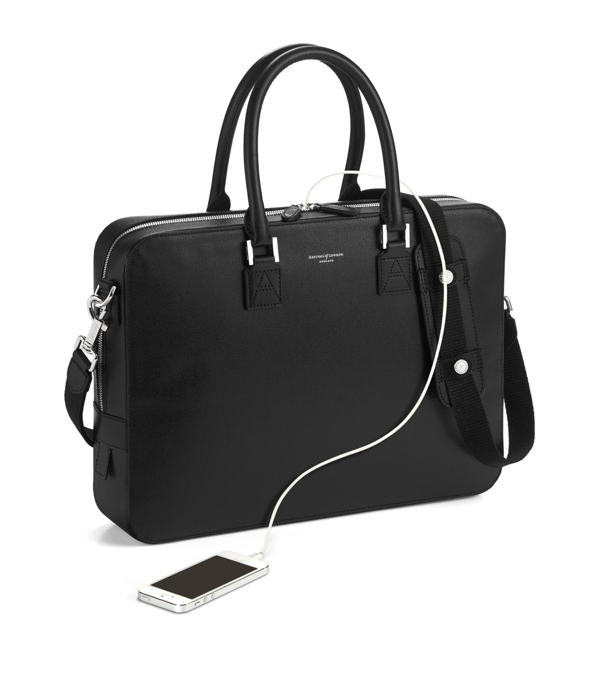 Leather Mount Street Briefcase Bag BLACK Image 4