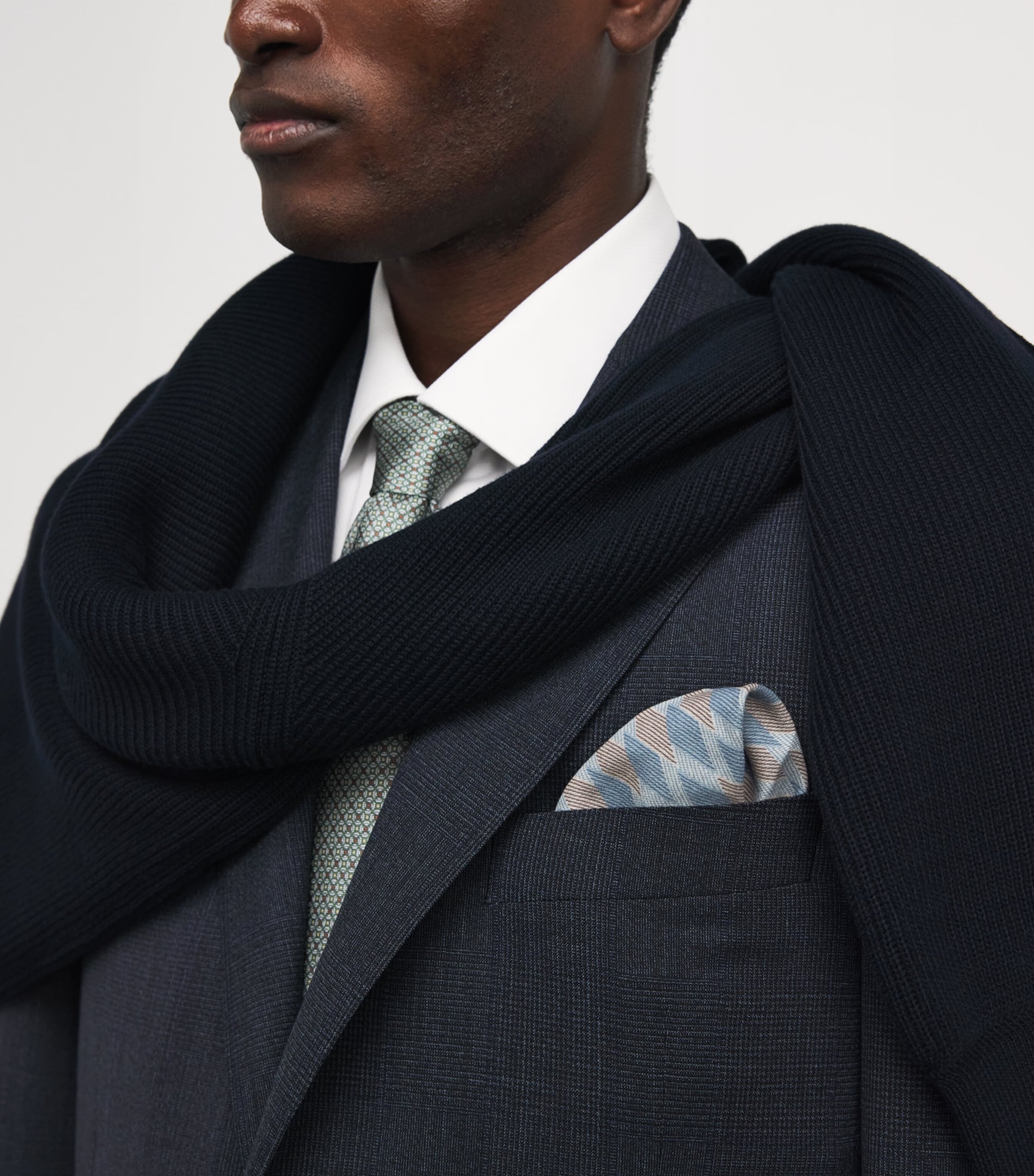 Eton Wool Pocket Square Light Blue Image 2