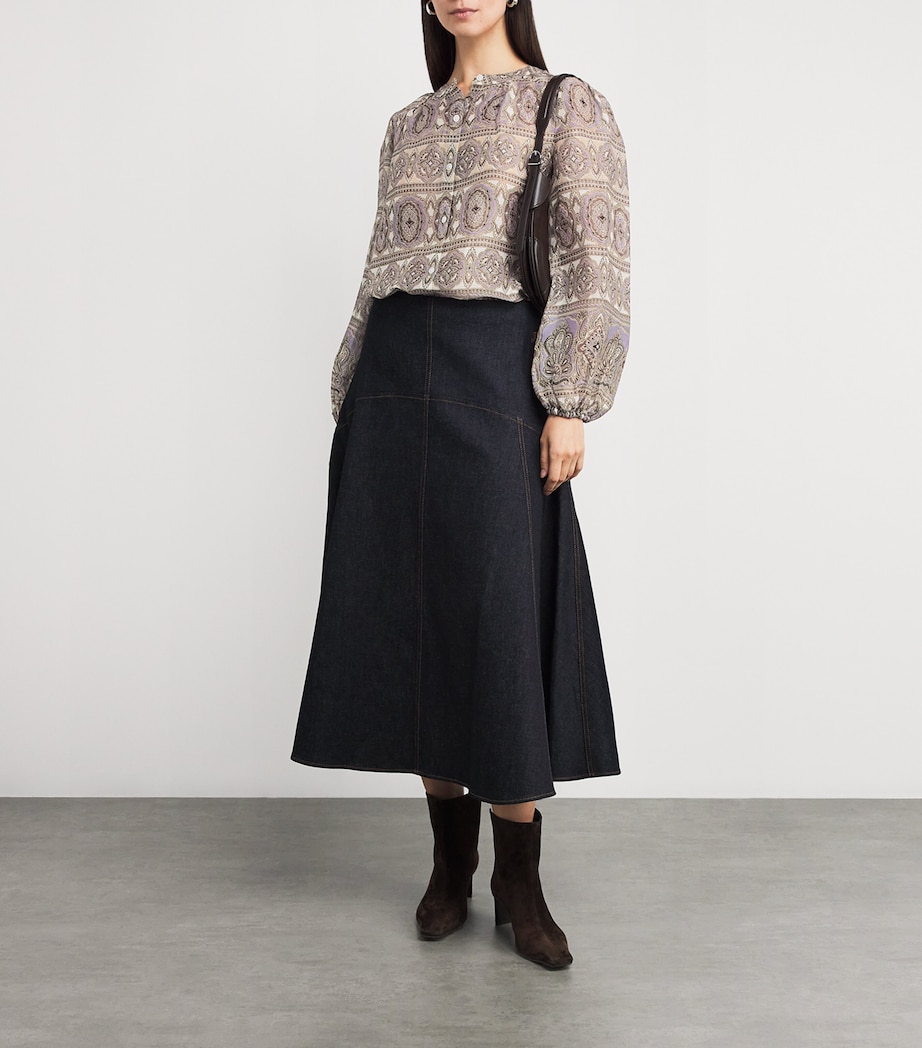 Linen-Silk Ashlynn Blouse N0684 STN KHK MLT Image 2