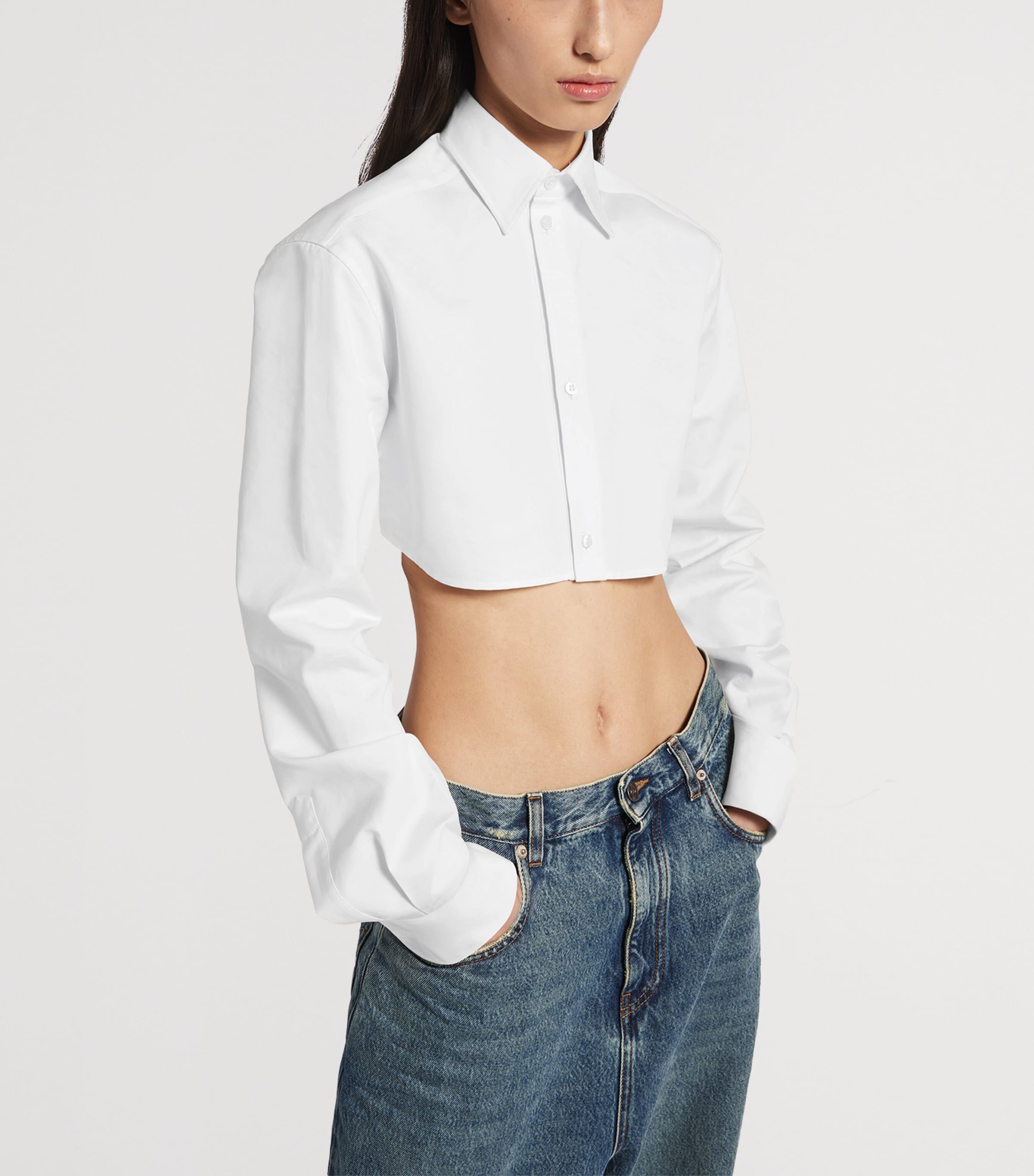 Balenciaga Womens Cotton-Silk Cropped Shirt Image 5