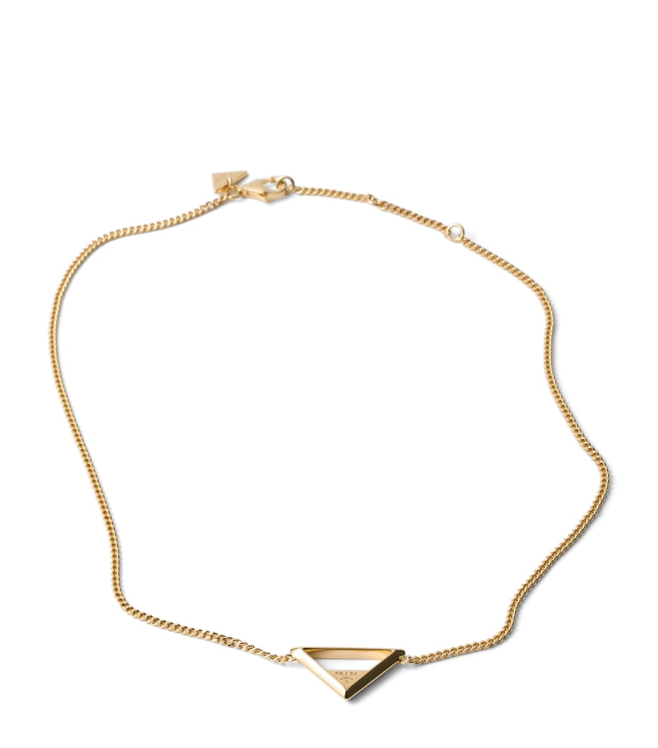 Prada Triangle Logo Pendant Necklace Gold/silver Image 1