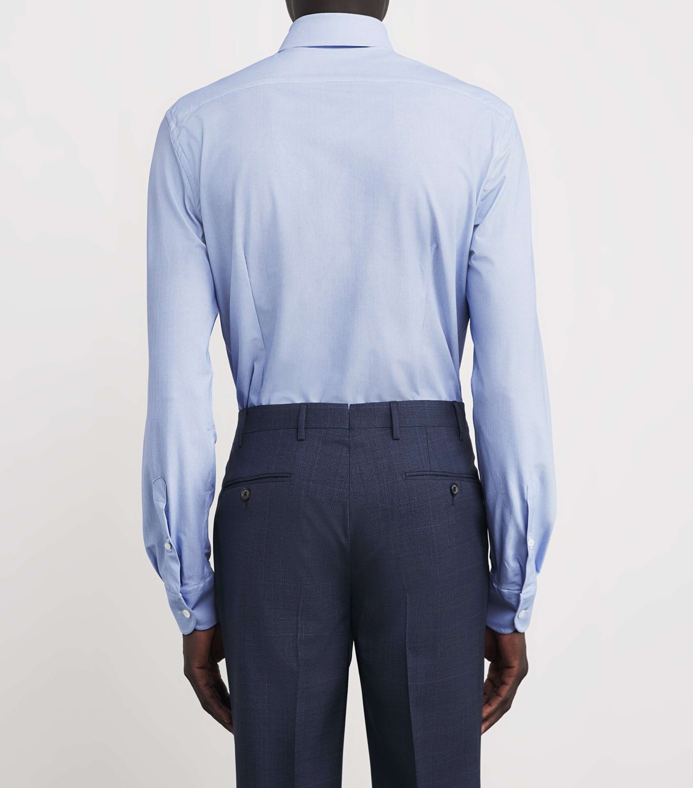 Corneliani Mens Cotton Formal Shirt Dark Blue Image 4