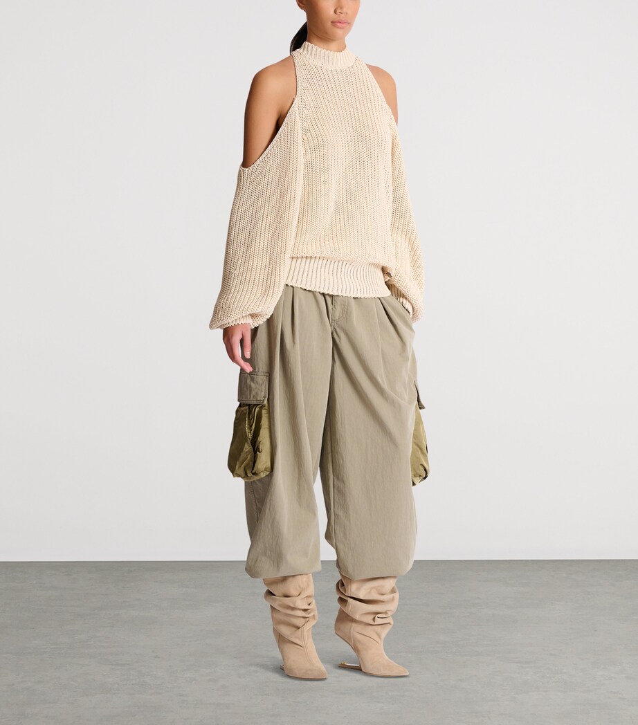 Balmain Womens Cotton High-Neck Sweater Naturel Image 4
