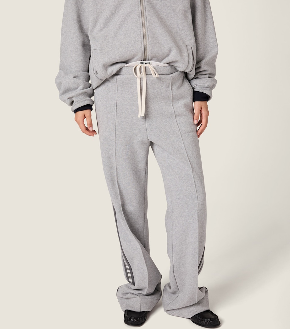 Miu Miu Womens Cotton Fleece Stripe Sweatpants Image 3