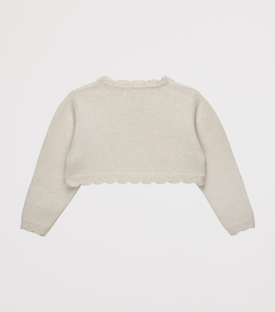 Trotters Maria Bow Embroidered Bolero Cardigan (3-24 Months) White Image 2