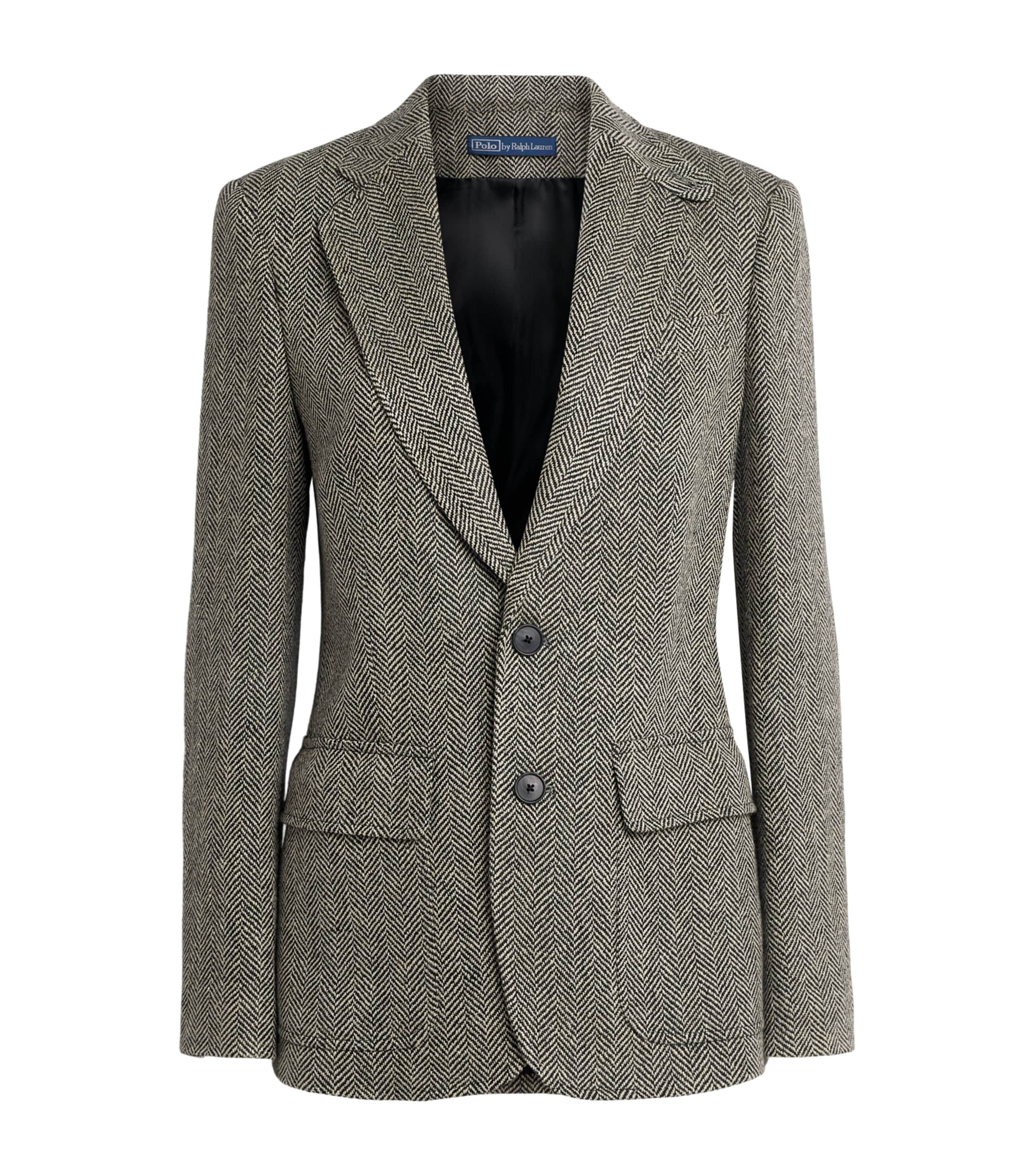 Polo Ralph Lauren Womens Linen-Silk-Wool Heritage Blazer Blk/bge Image 1