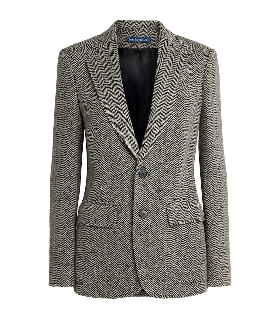 Polo Ralph Lauren Womens Linen-Silk-Wool Heritage Blazer Blk/bge Image 1