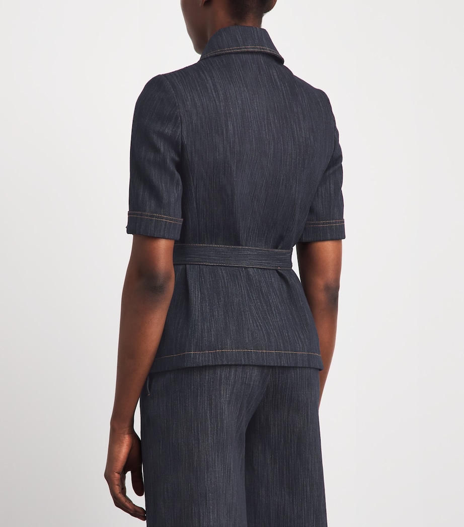 Eleventy Womens Tie-Waist Blouse Blu Image 5