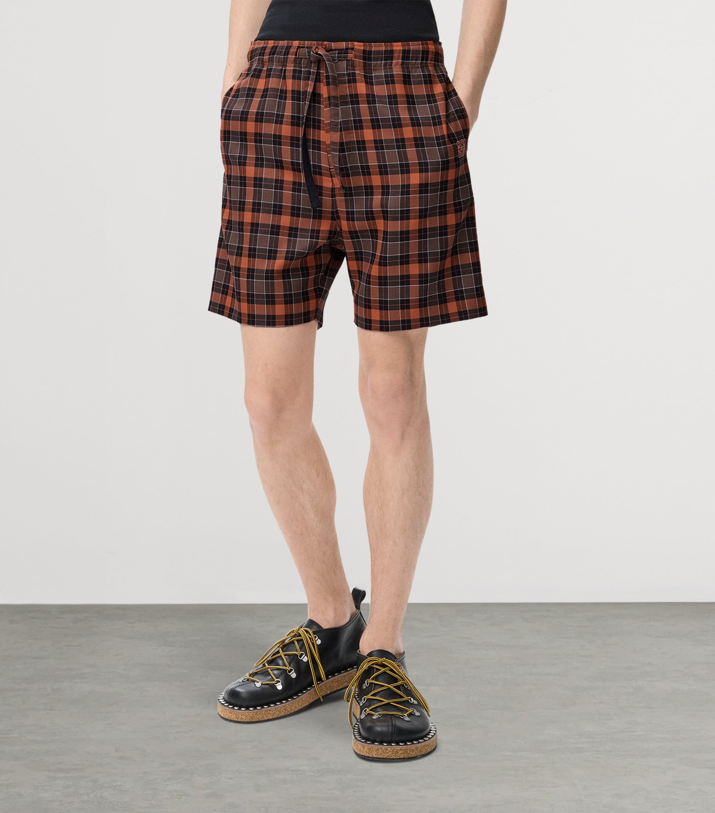 Check Drawstring Shorts ORANGE/BLACK Image 3