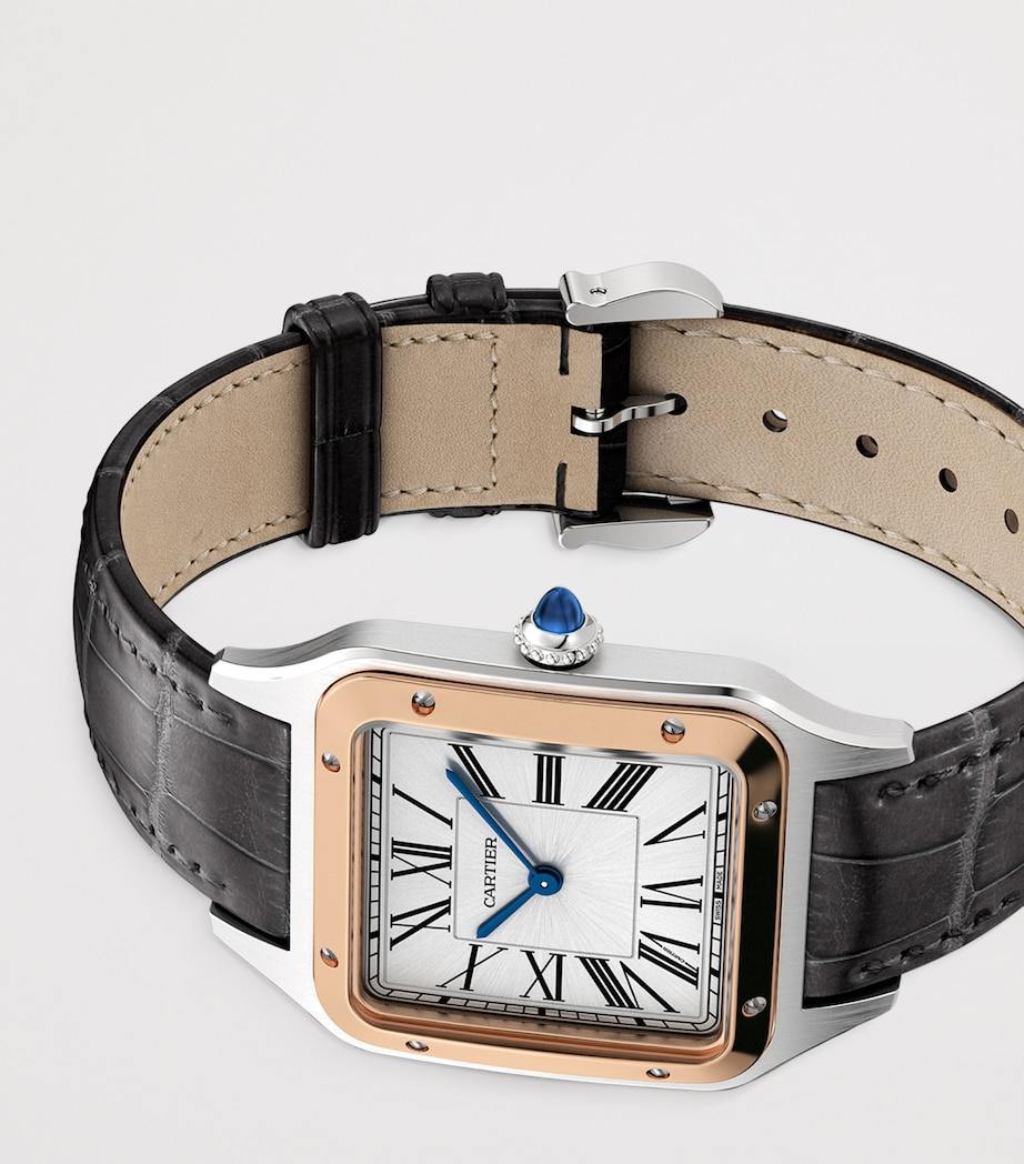 Large Rose Gold and Sapphire Santos-Dumont Watch 31.4mm ROSE GOLD Image 6