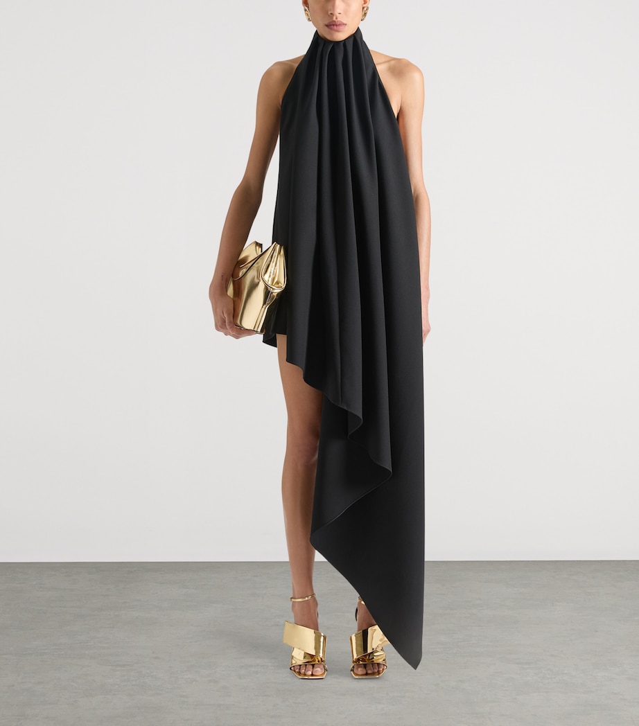 Leather and Silk Twisted Ribbon Heeled Sandals 95 GOLDEN Image 2