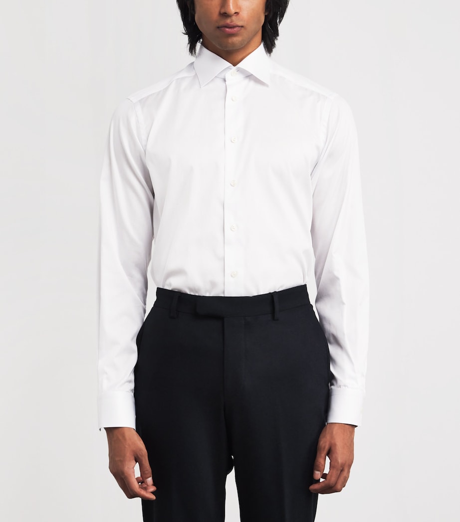 Cotton Paisley-Collar Contemporary-Fit Shirt WHITE Image 3