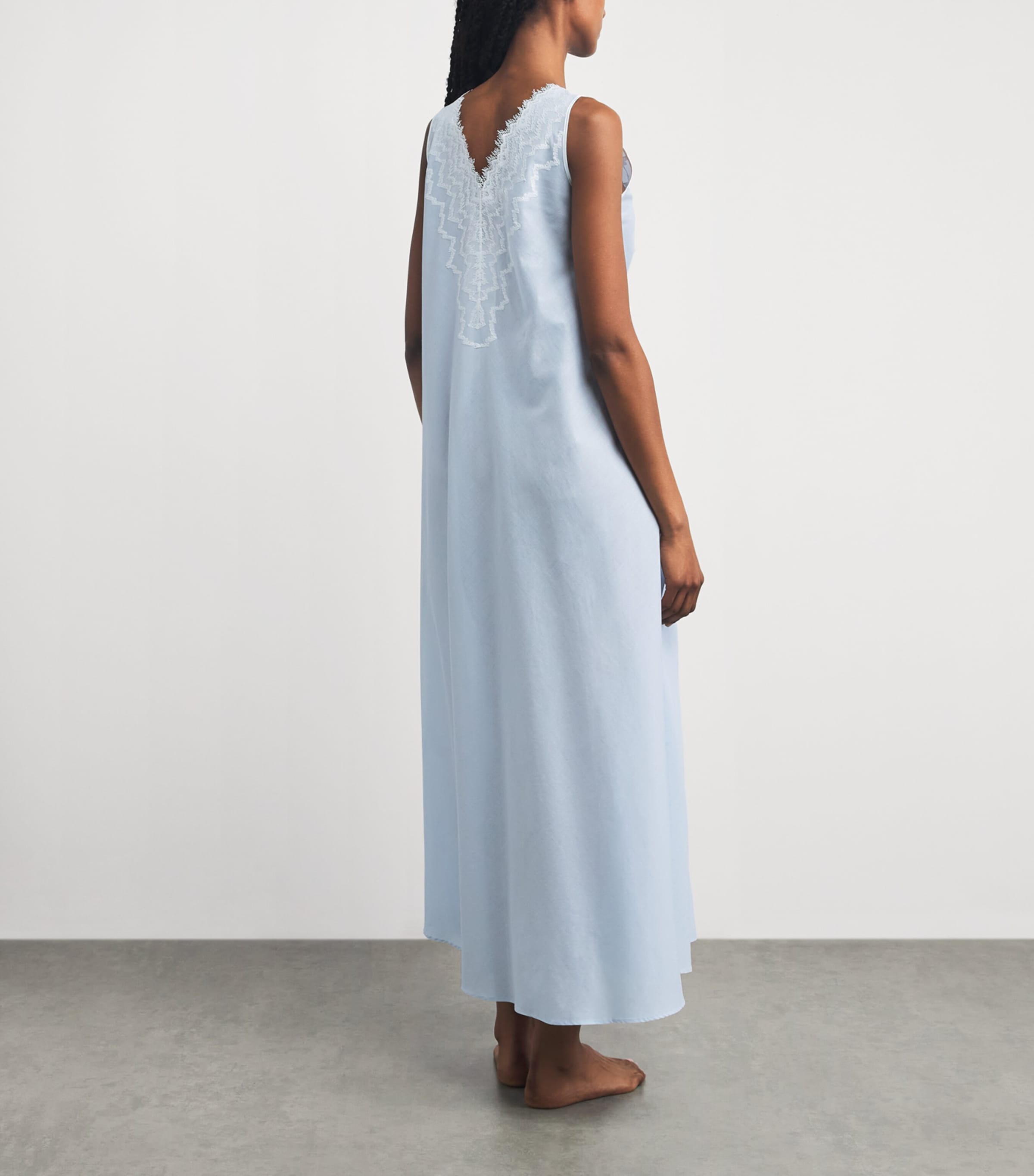 Bocan Womens Cotton Lace-Trim Yasmine Nightdress Baby Blue Image 4