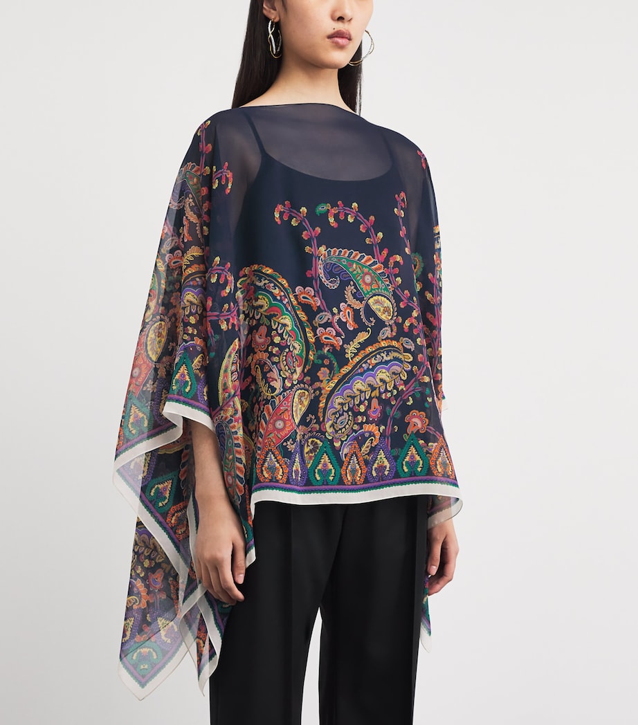 Silk Paisley Cape Blouse X0883 Image 3