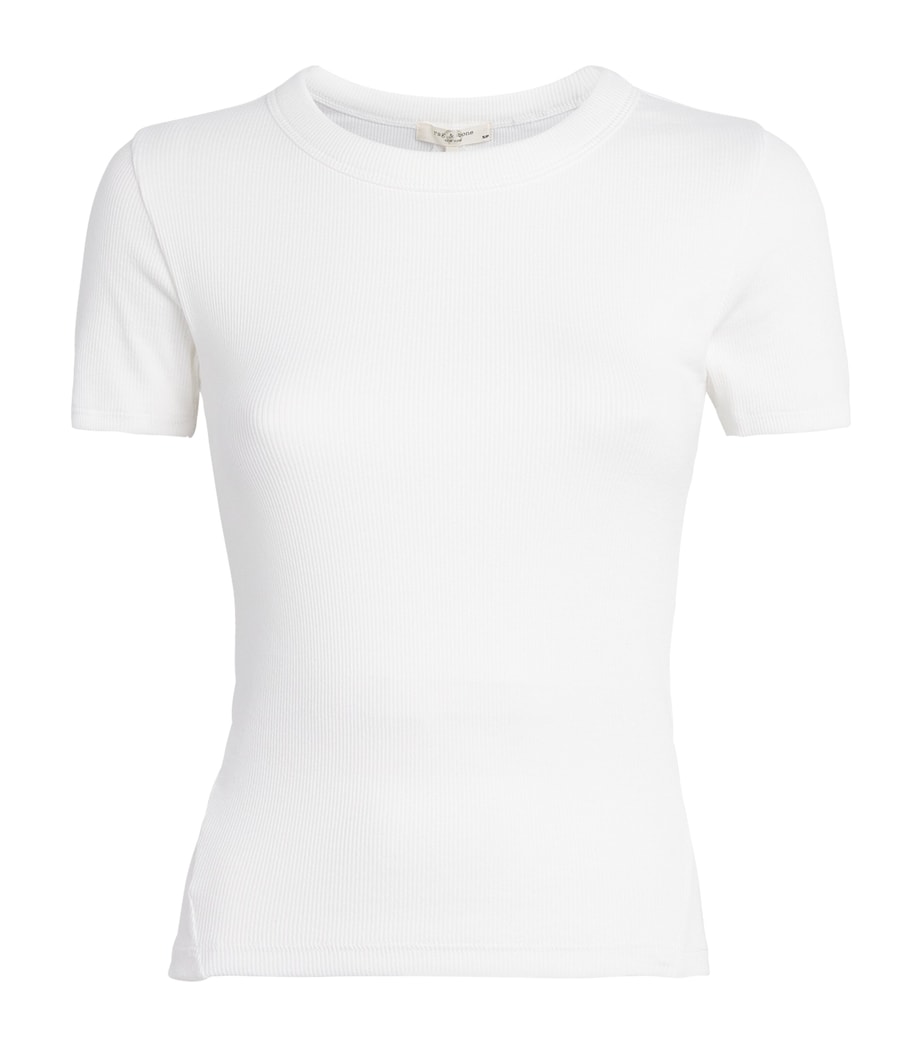 Rag & Bone Womens Ribbed Essential T-Shirt White Image 1